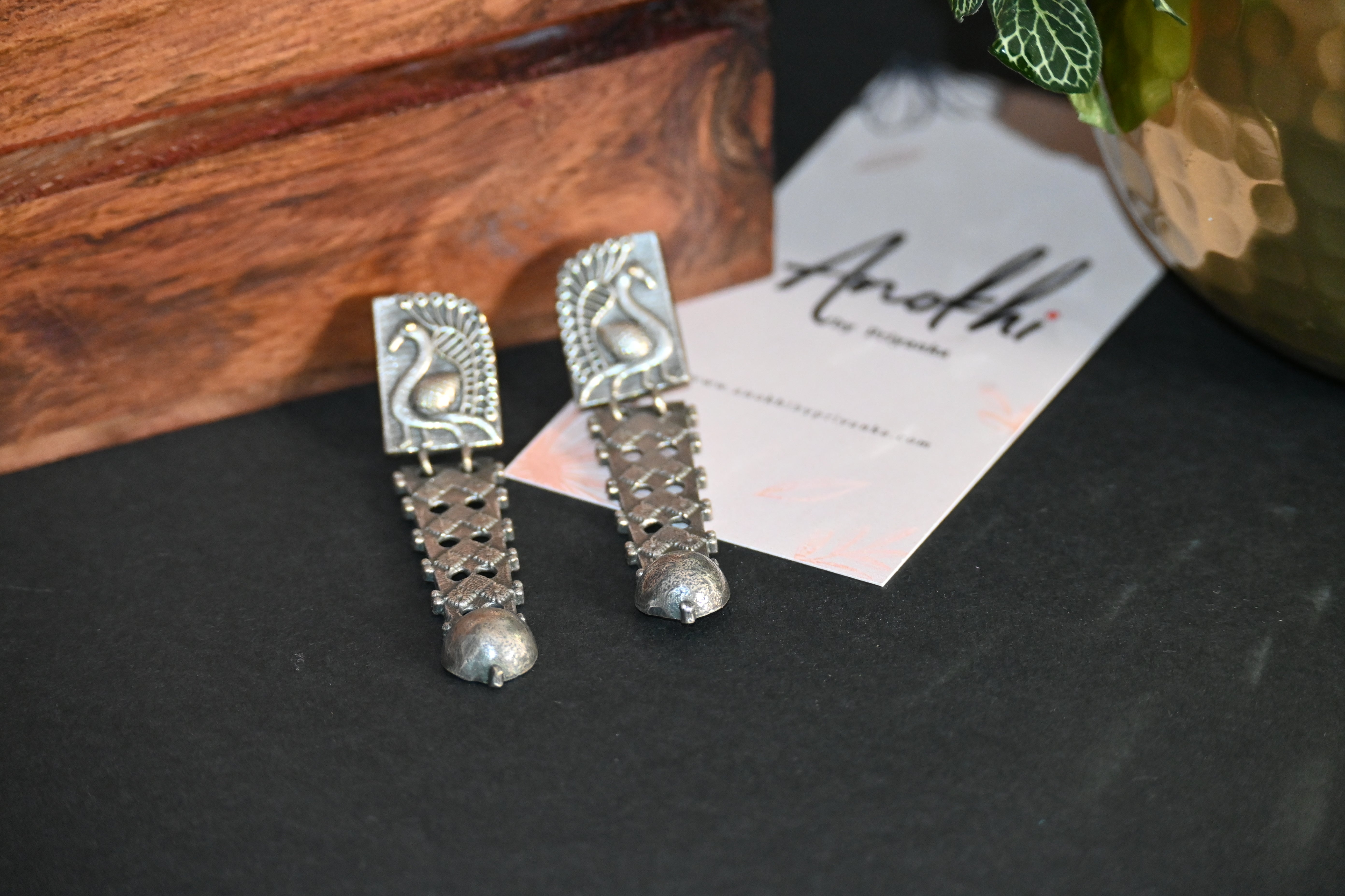 Rakhi, Silver Look Alike Oxidized Earrings