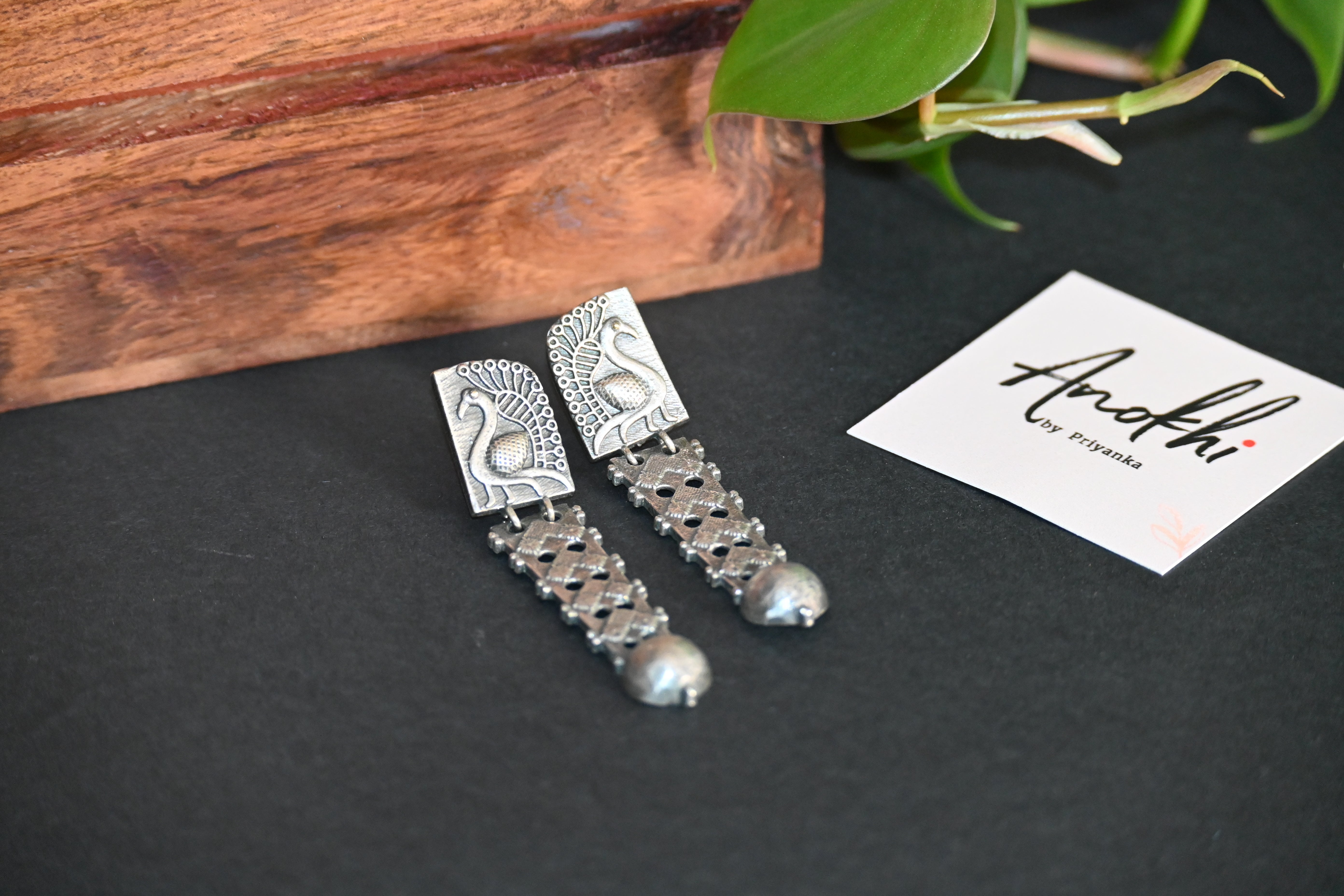 Rakhi, Silver Look Alike Oxidized Earrings