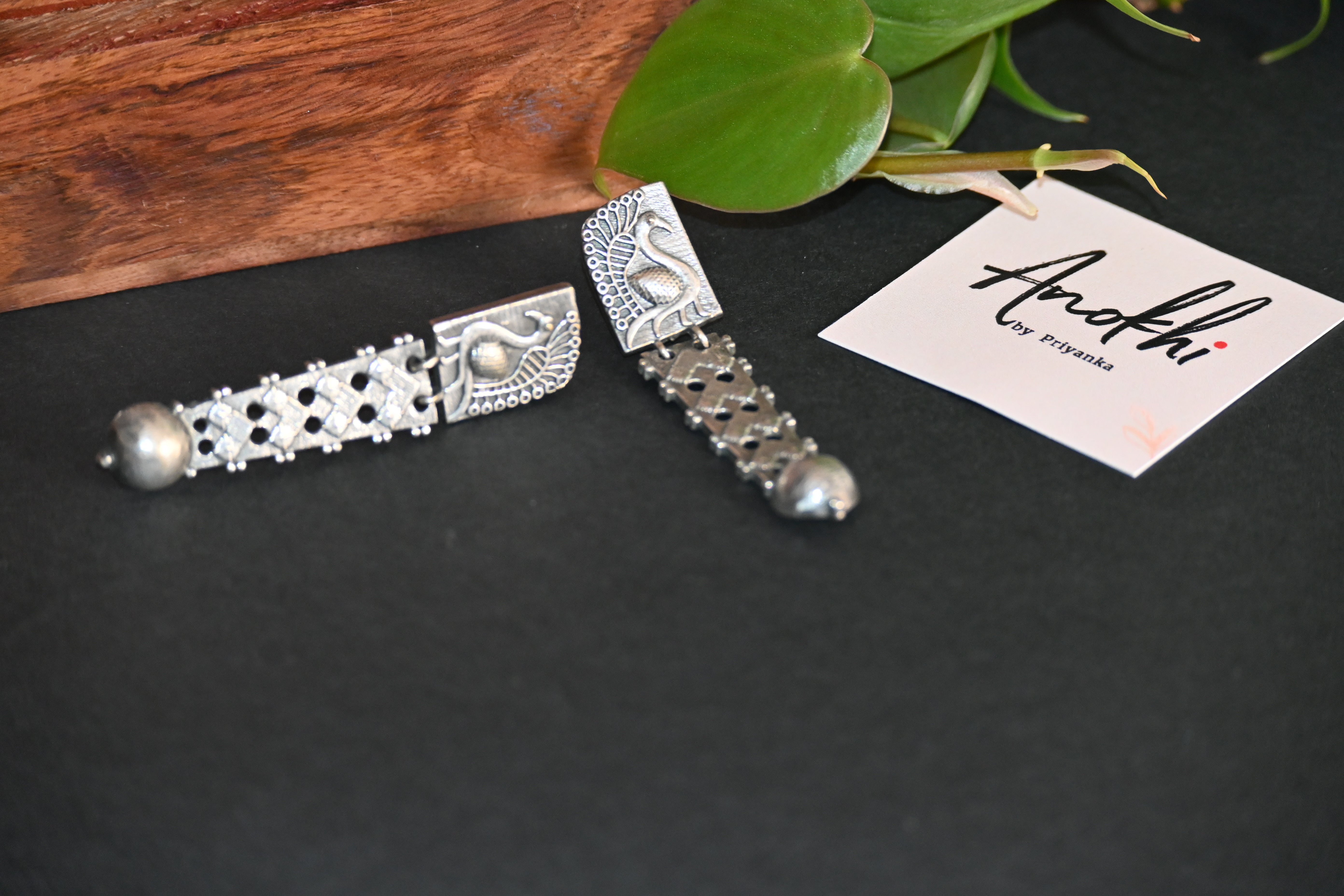 Rakhi, Silver Look Alike Oxidized Earrings