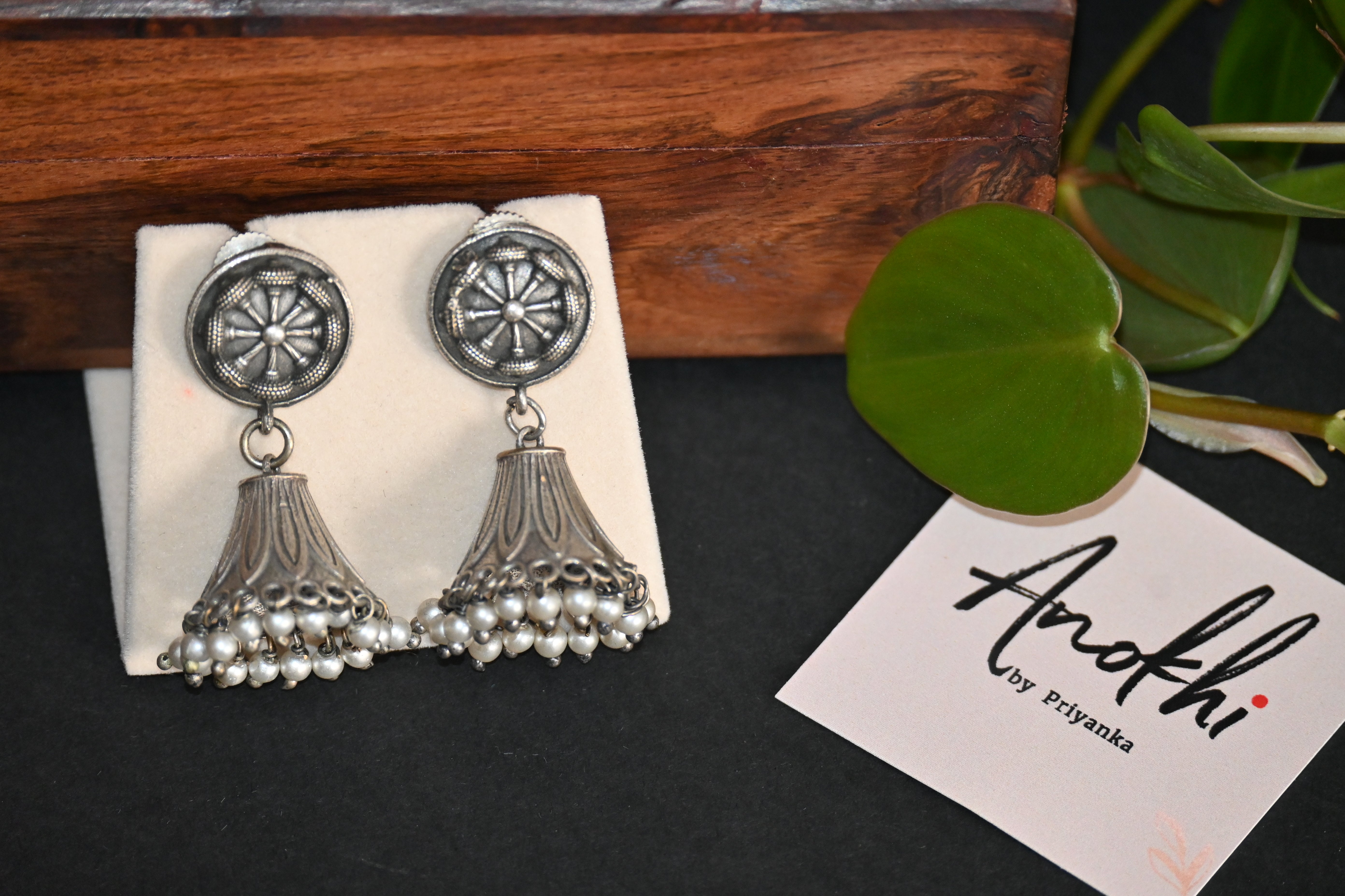 Stefan Jhumka, Silver Look Alike Oxidized Earrings