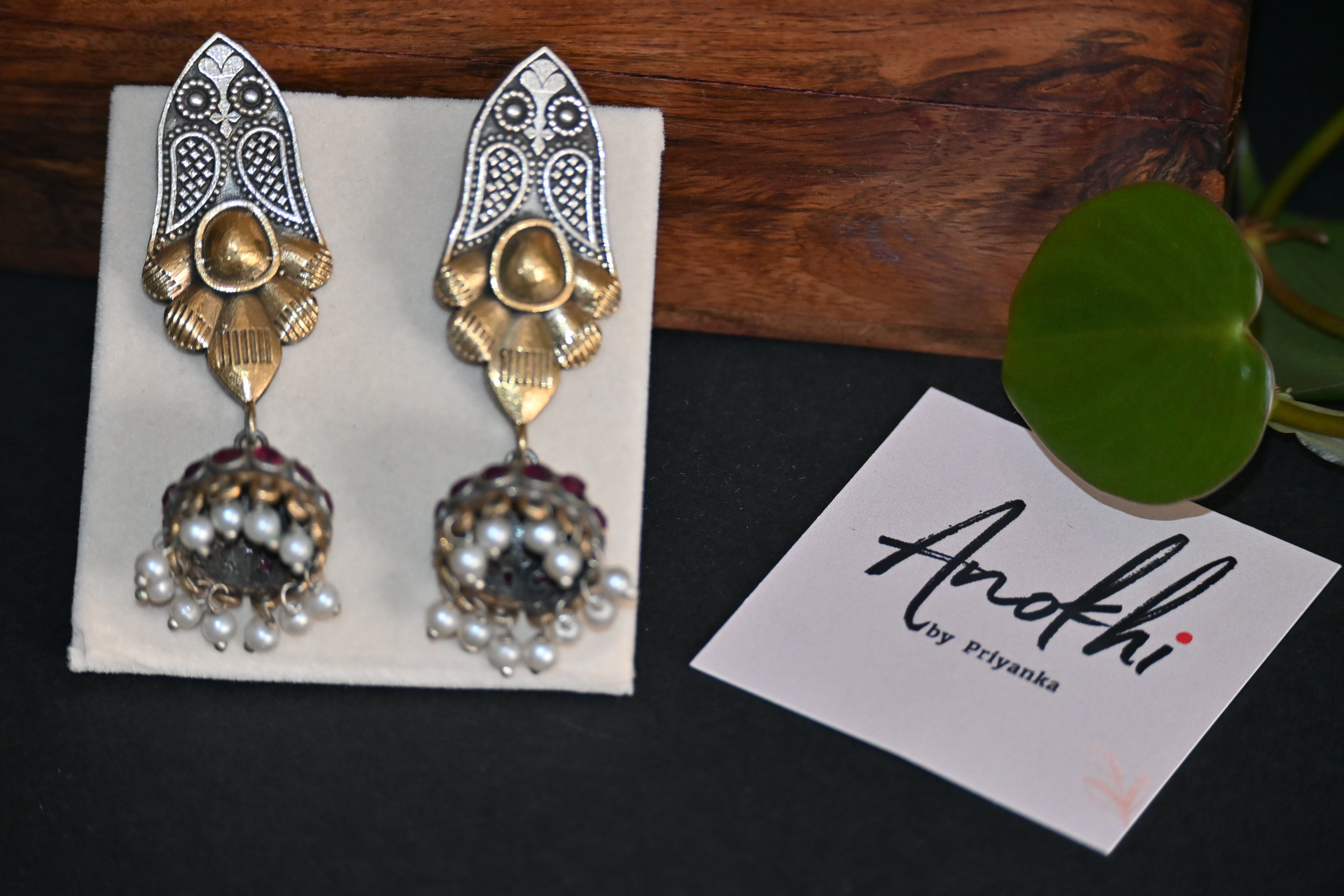 Ethnic Earpiece, Silver Look Alike Oxidized Earrings