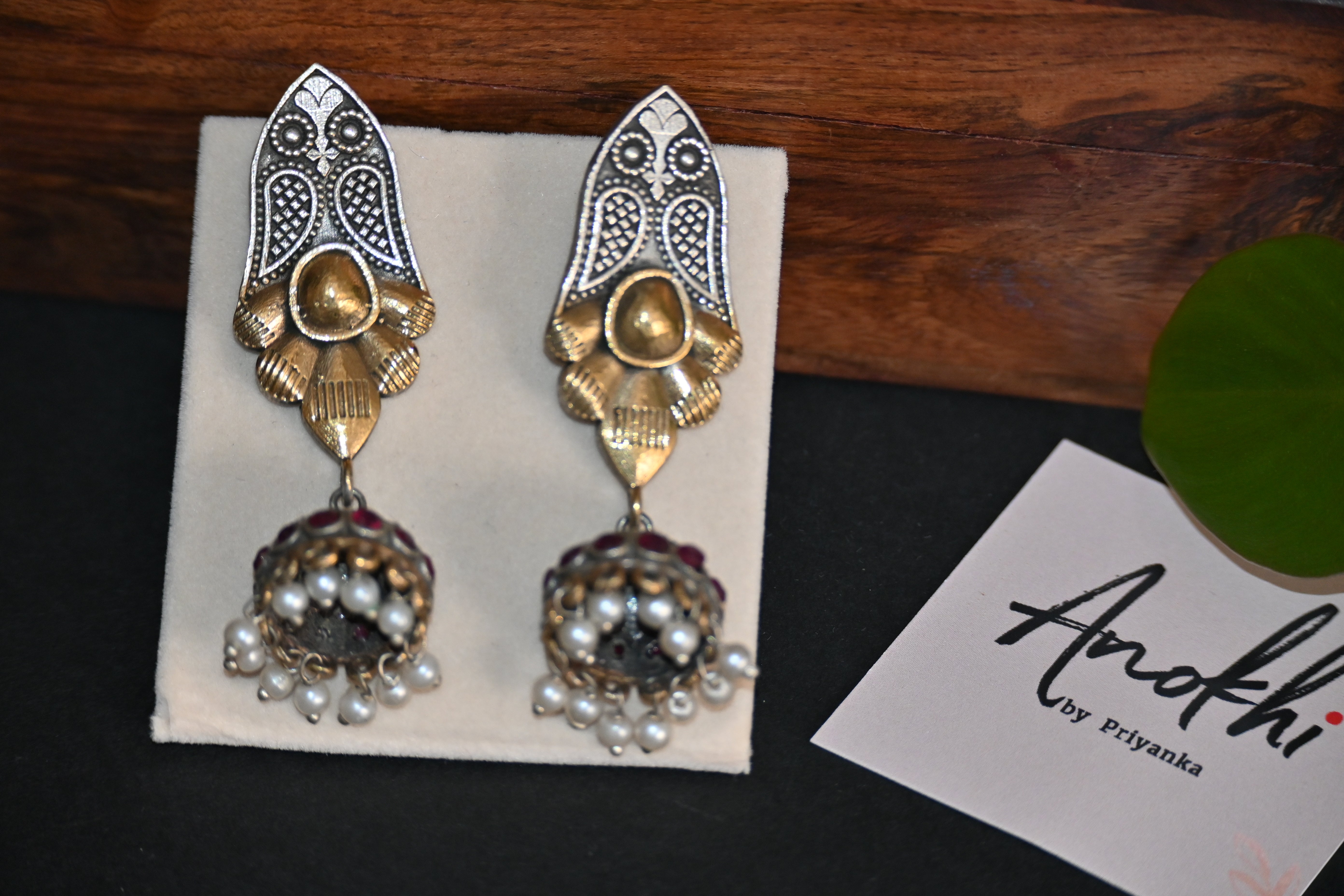 Ethnic Earpiece, Silver Look Alike Oxidized Earrings