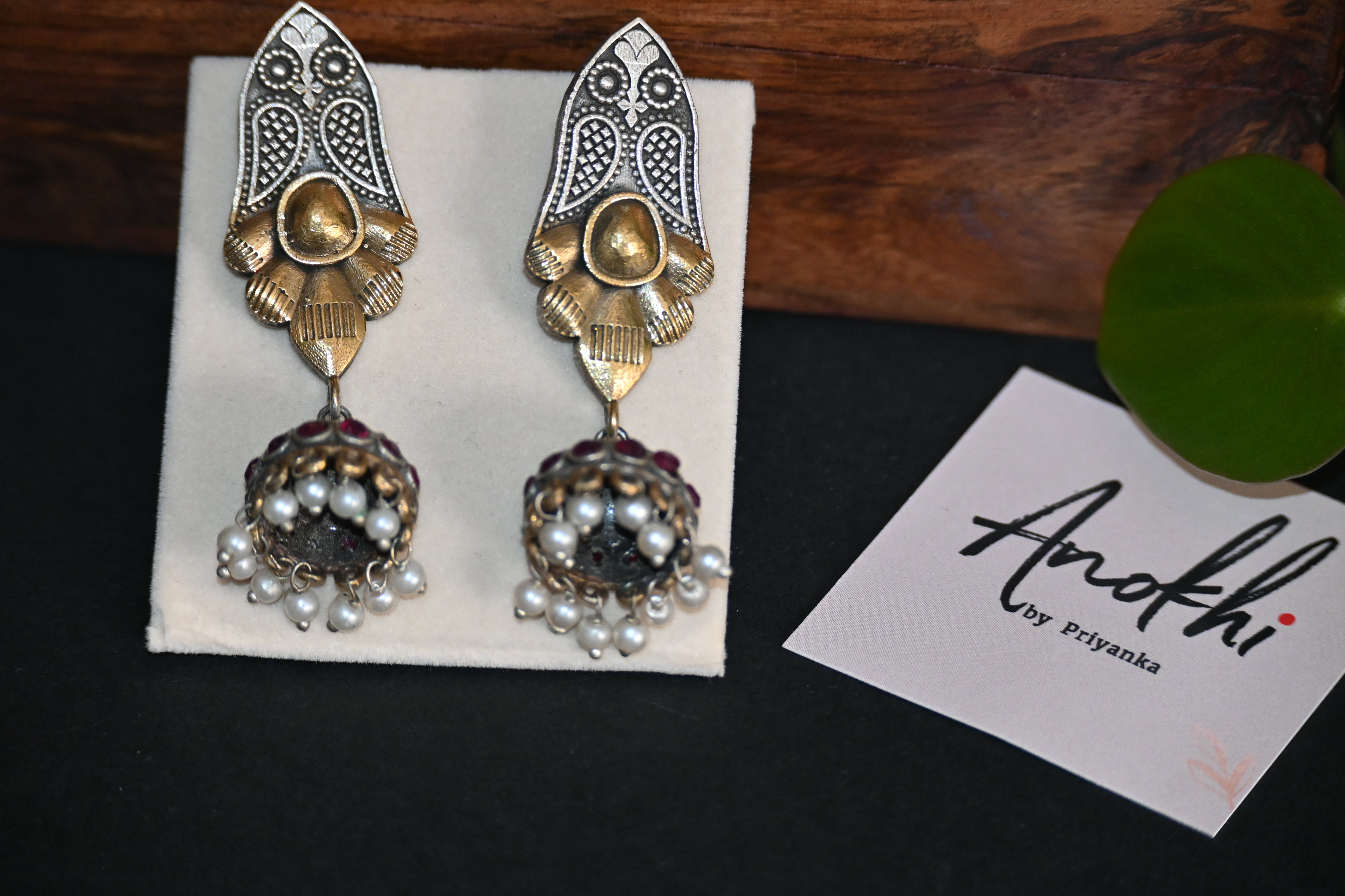 Ethnic Earpiece, Silver Look Alike Oxidized Earrings