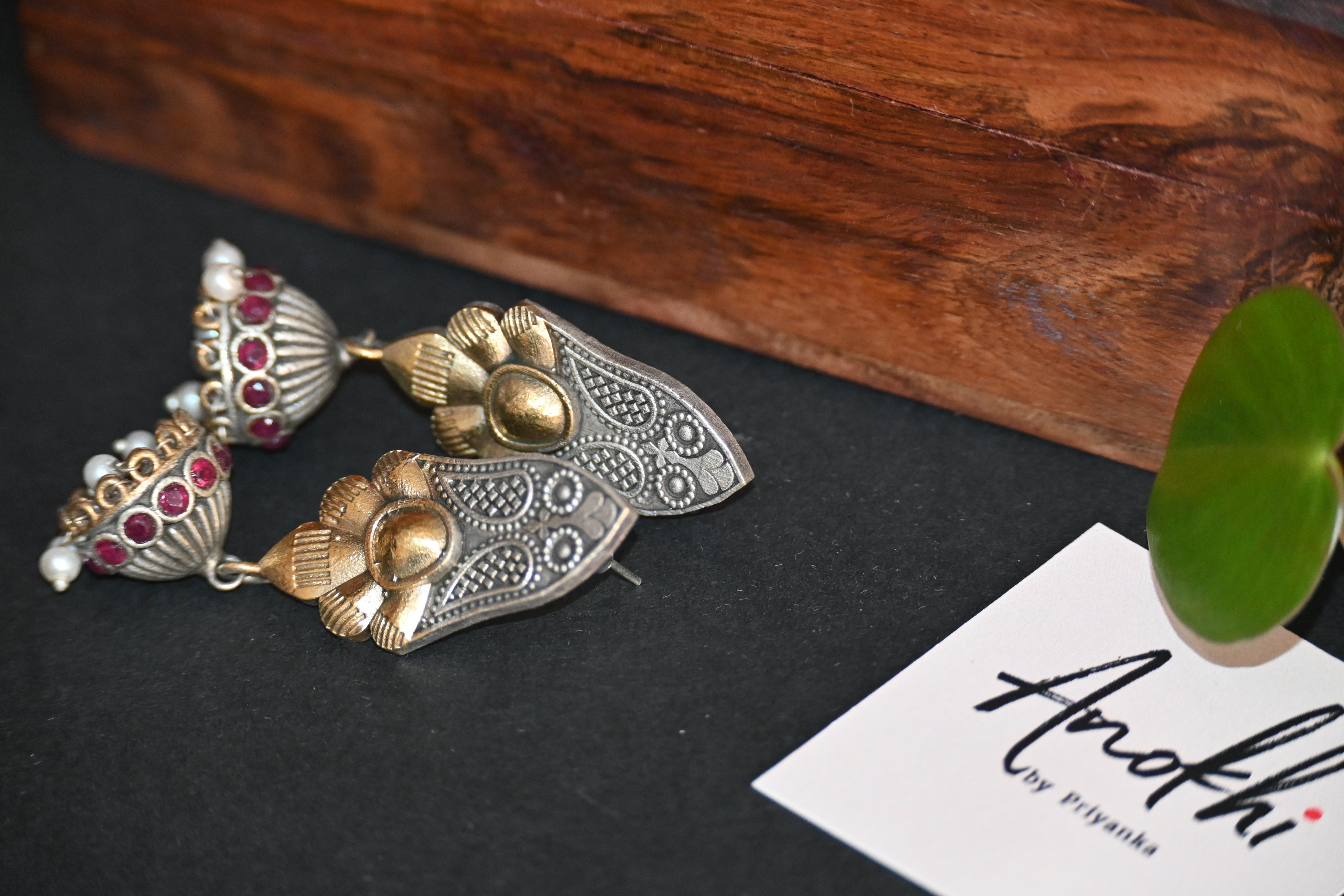 Ethnic Earpiece, Silver Look Alike Oxidized Earrings