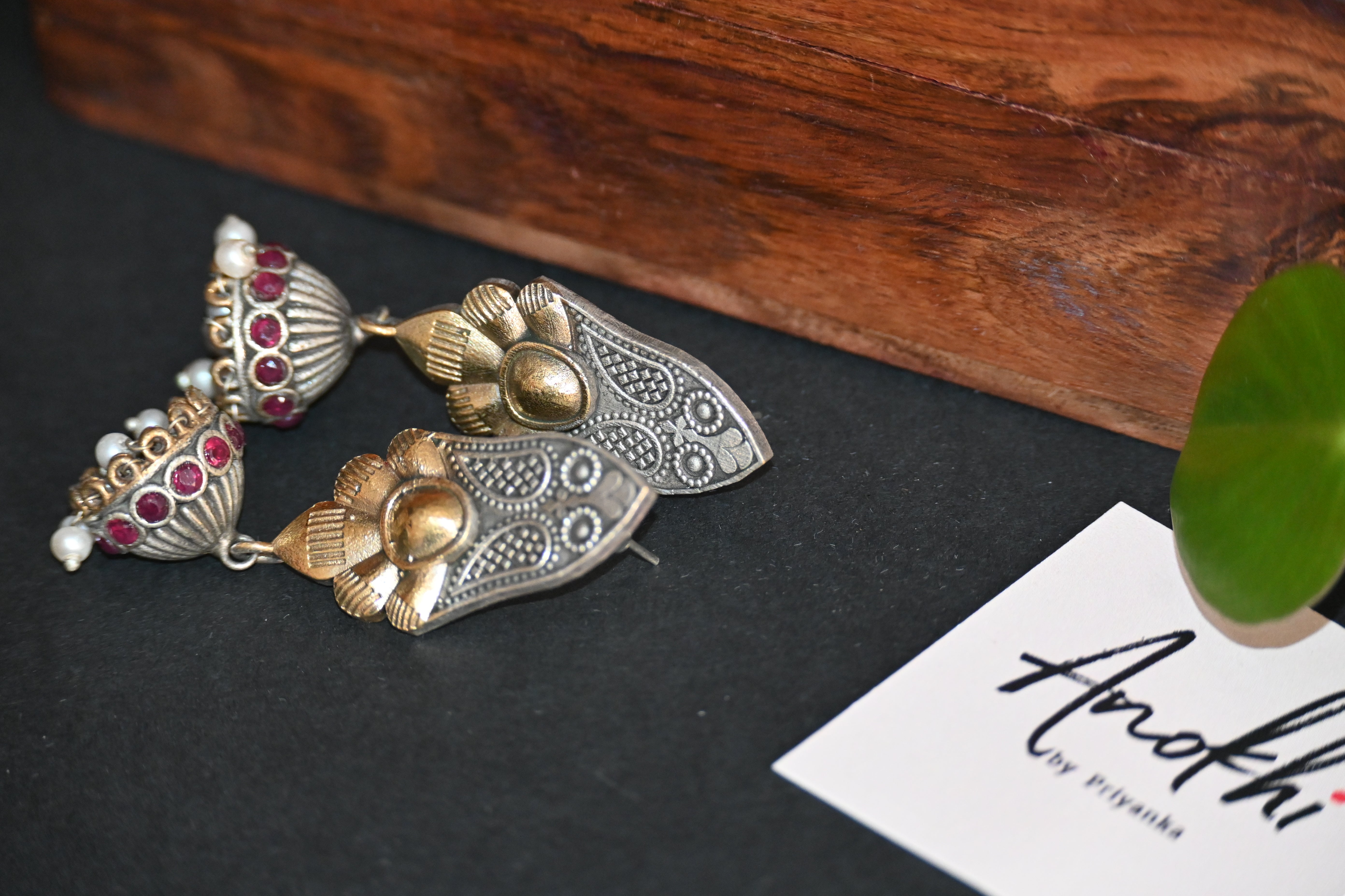 Ethnic Earpiece, Silver Look Alike Oxidized Earrings