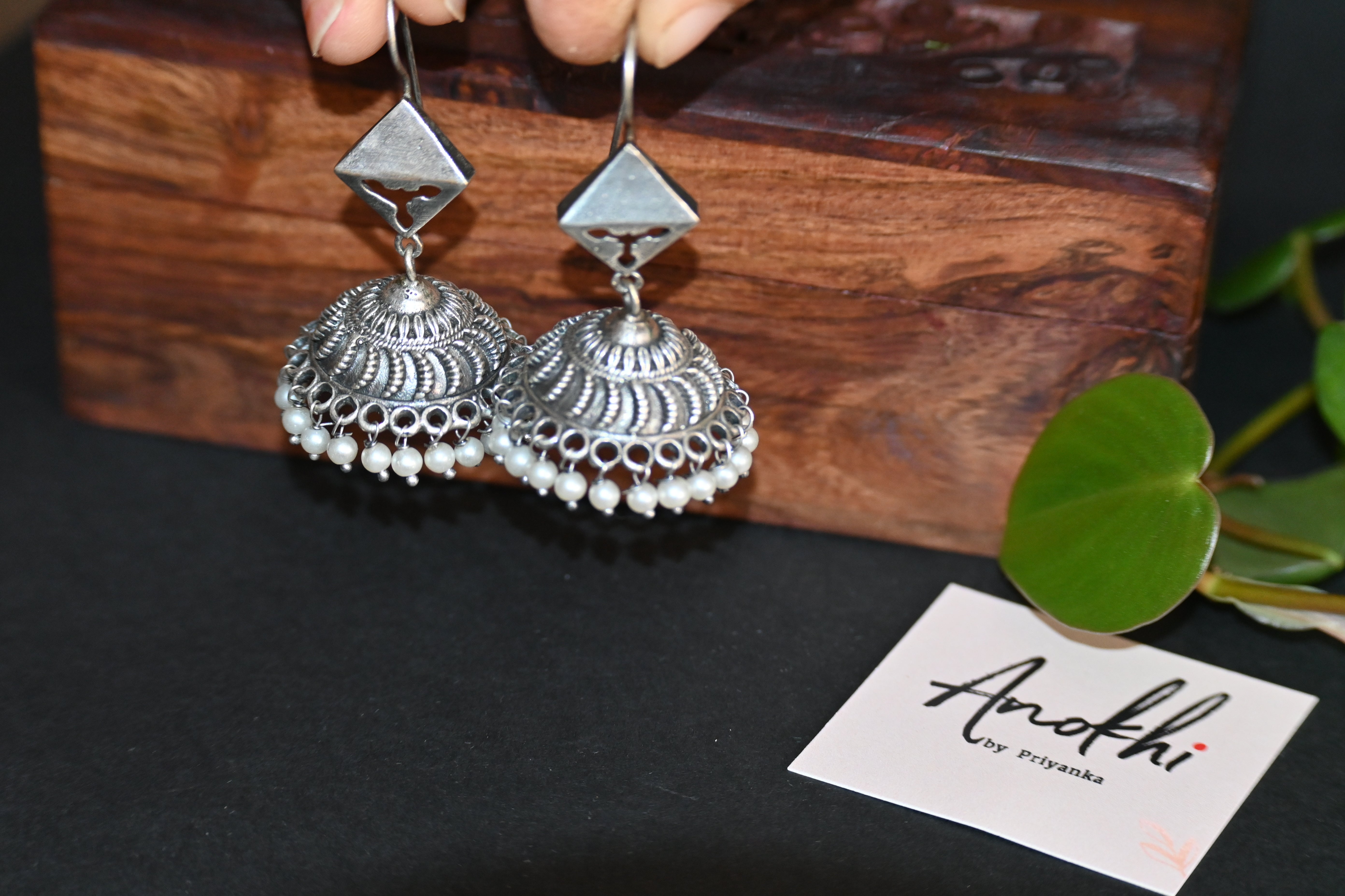 Zaveri Dome Jhumka, Silver Look Alike Oxidized Earrings