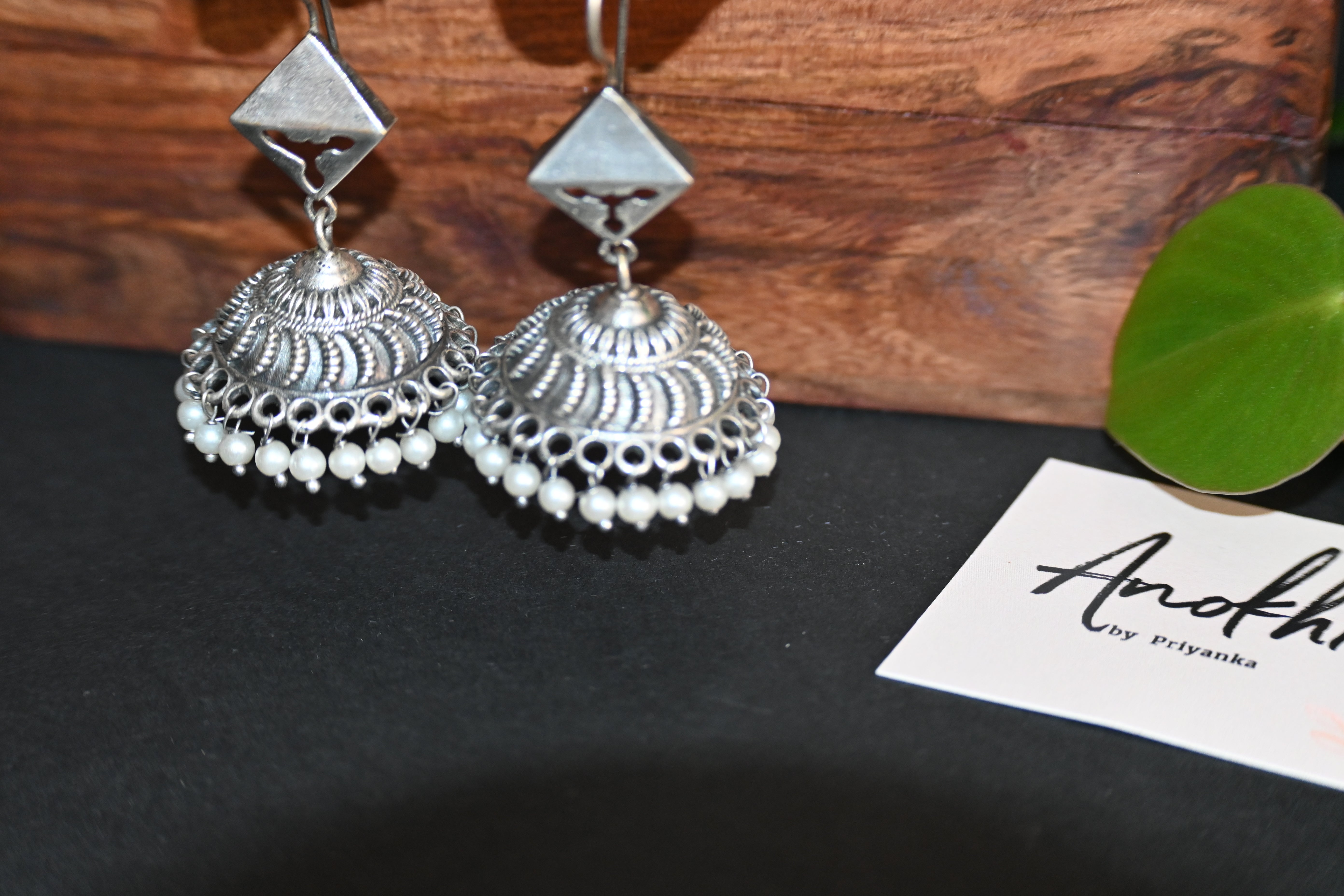 Zaveri Dome Jhumka, Silver Look Alike Oxidized Earrings