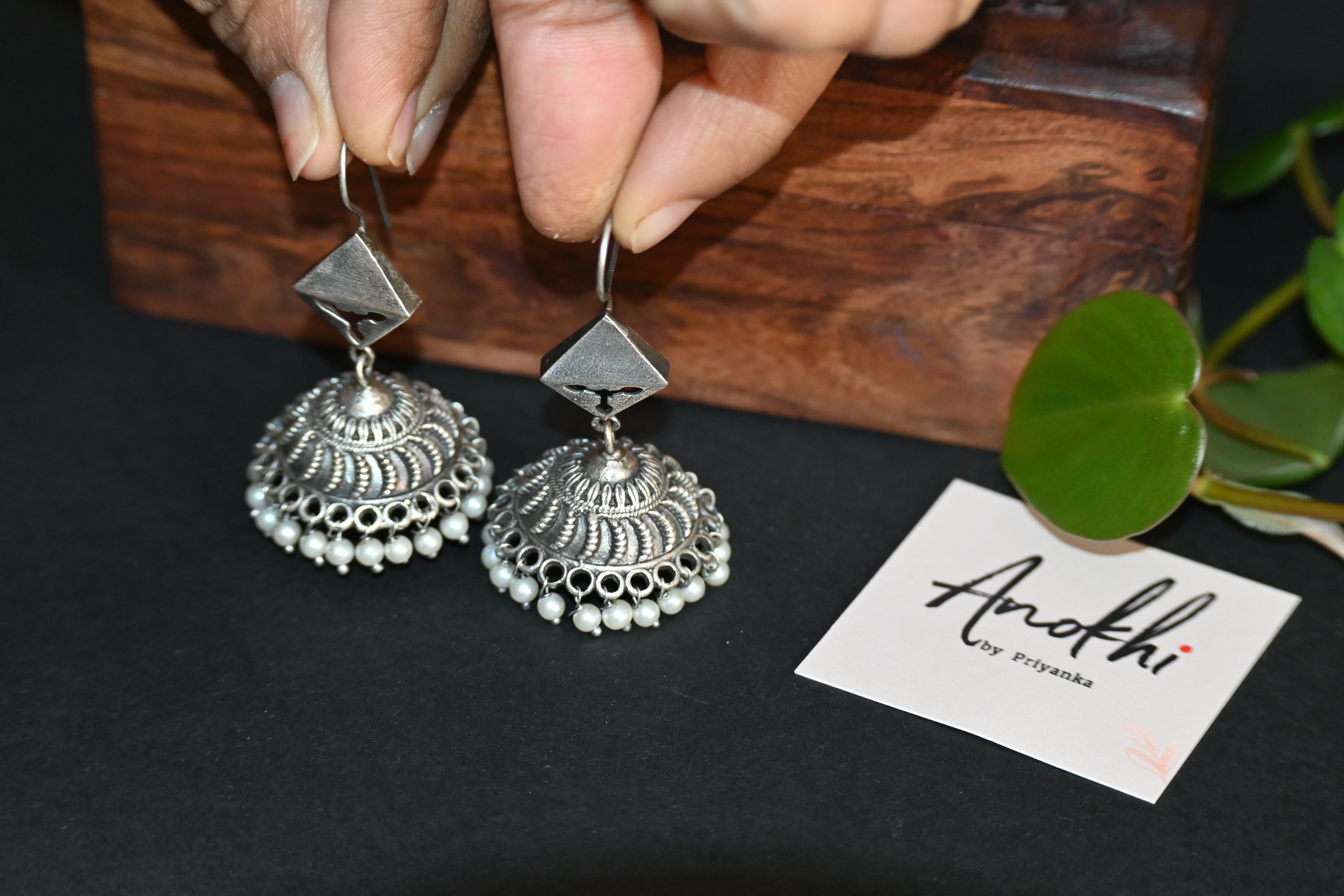 Zaveri Dome Jhumka, Silver Look Alike Oxidized Earrings