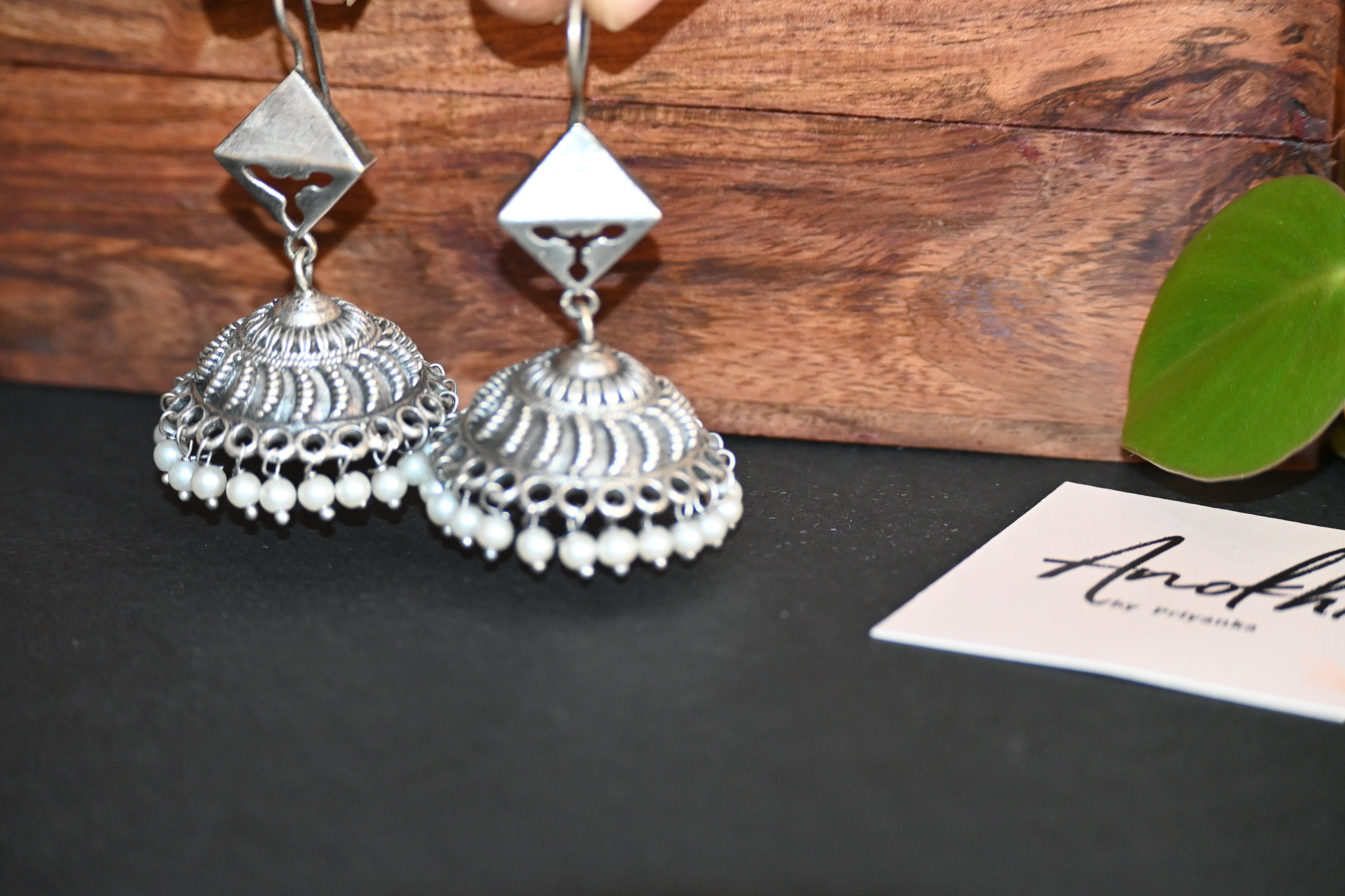 Zaveri Dome Jhumka, Silver Look Alike Oxidized Earrings