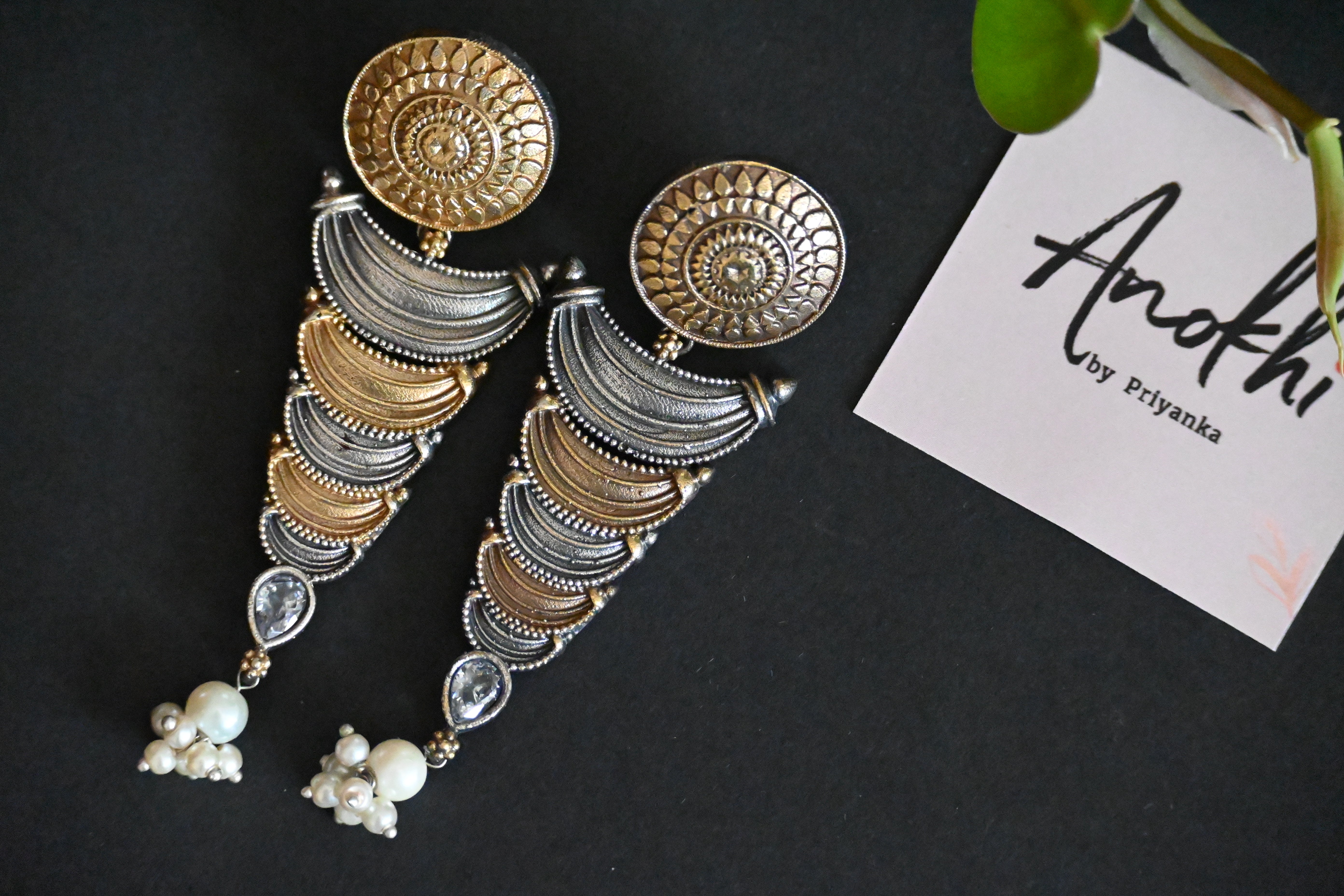 Nirvana, Silver Look Alike Oxidized Earrings