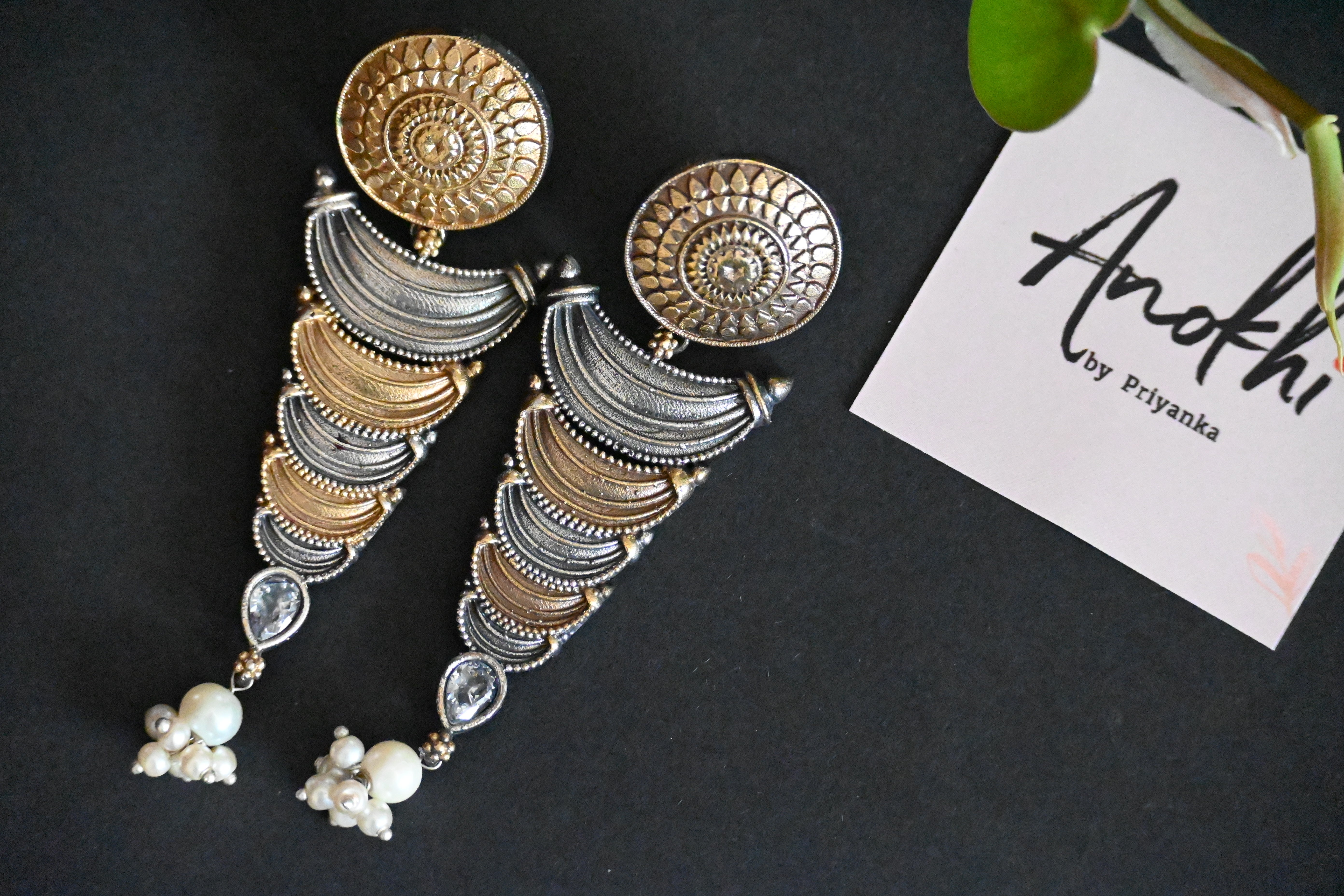 Nirvana, Silver Look Alike Oxidized Earrings