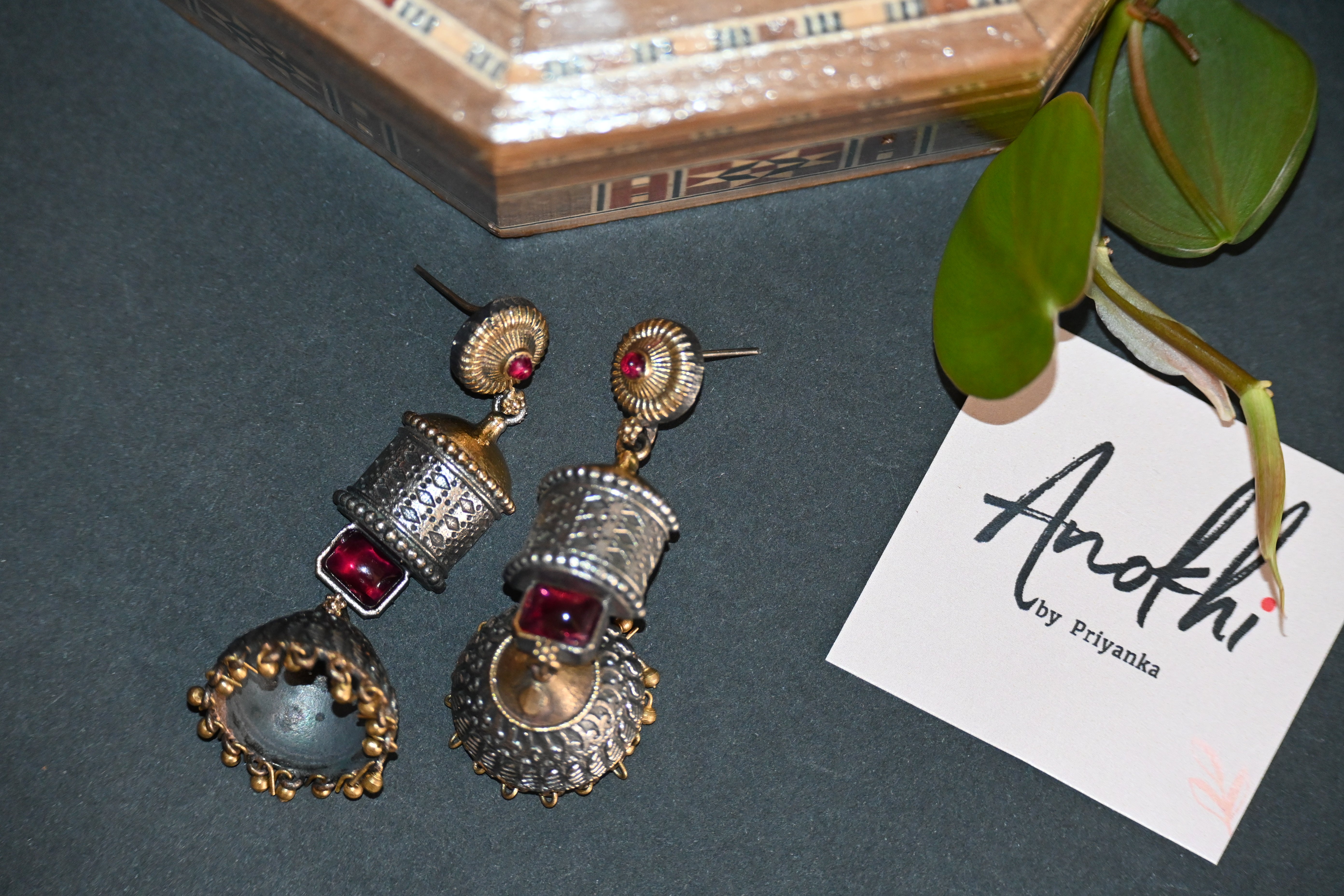 Mitali, Dual Tone, Silver Look Alike Oxidized Earrings