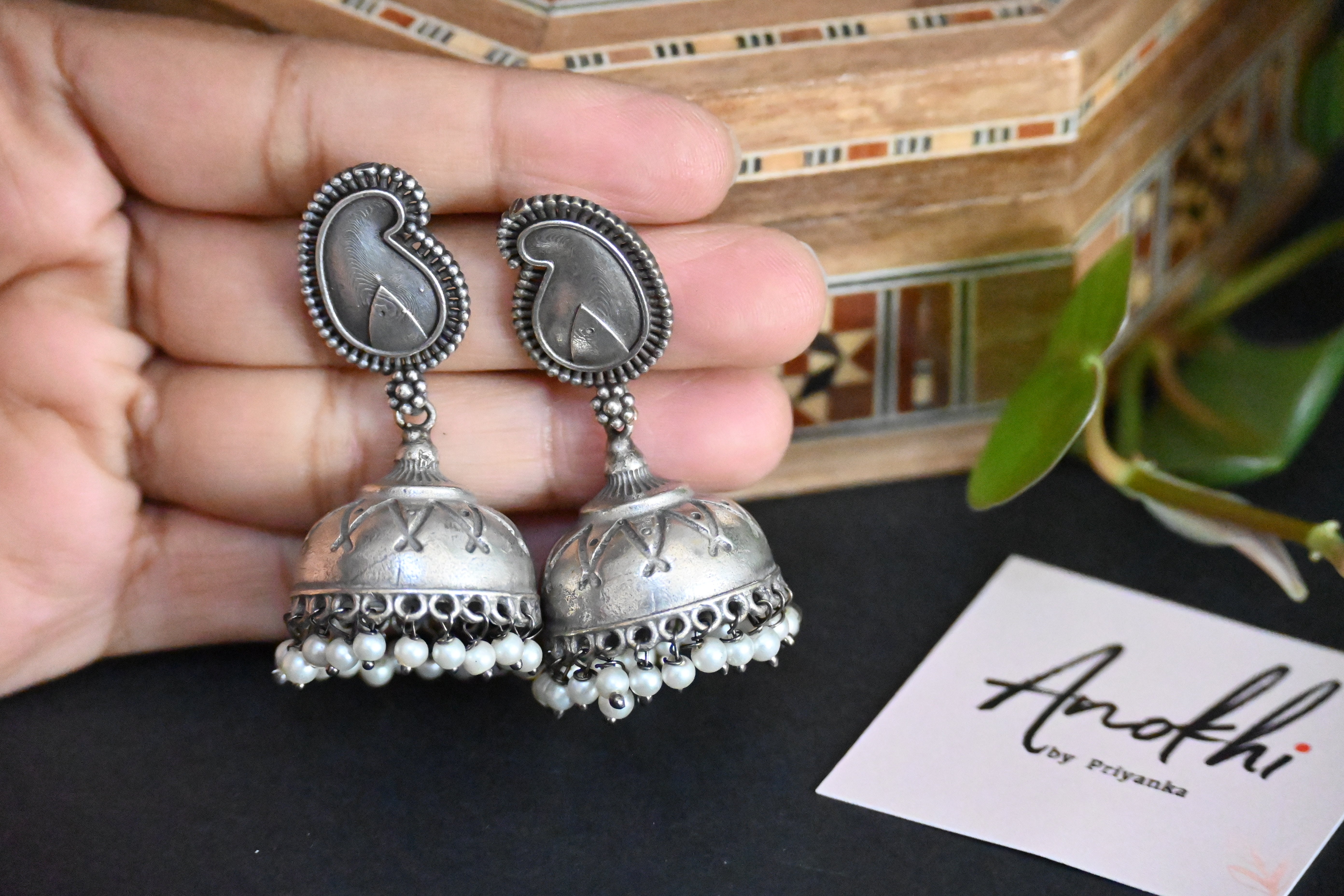Silver Jhumka Ethnic, Silver Look Alike Oxidized Earrings