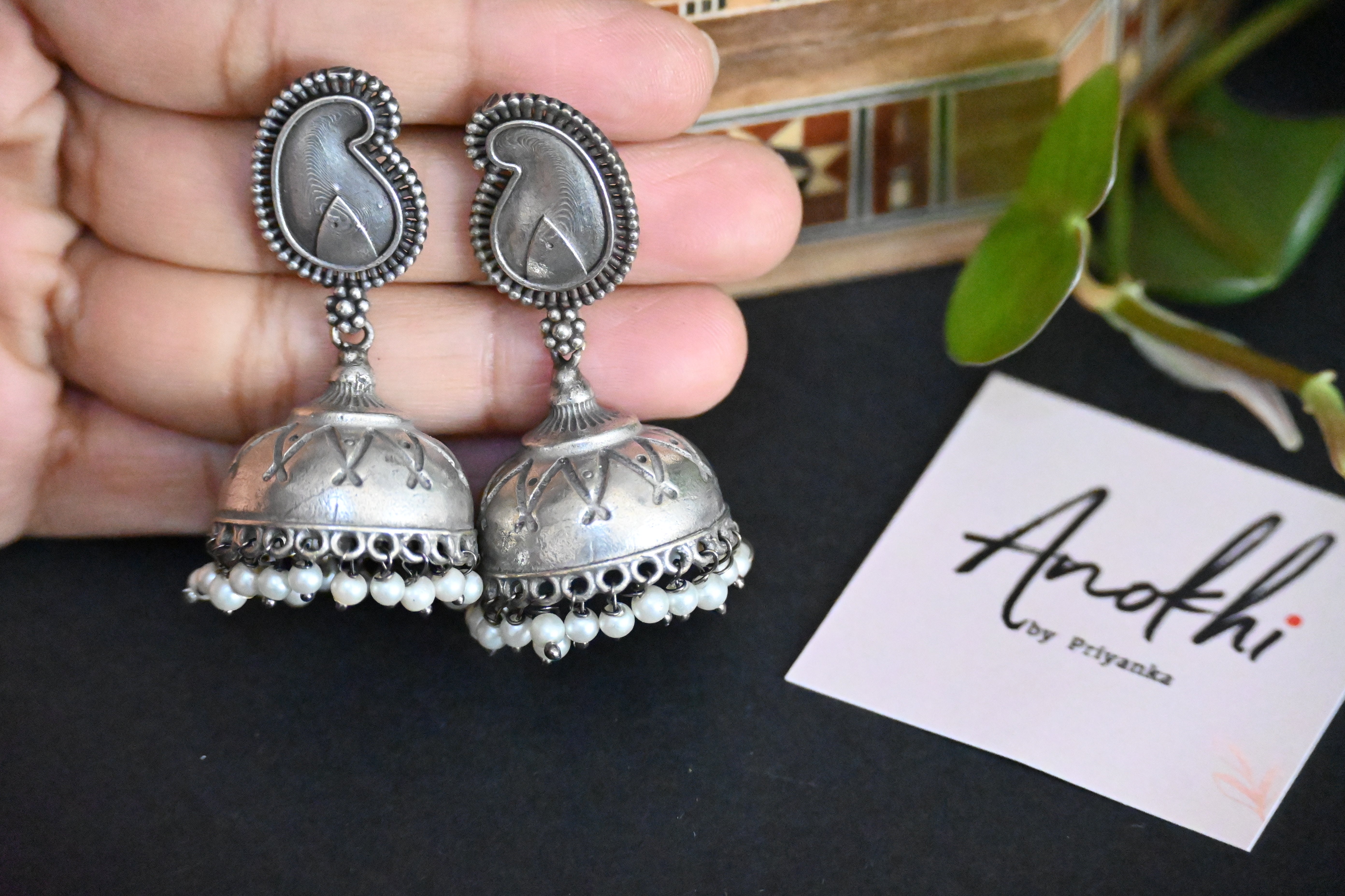 Silver Jhumka Ethnic, Silver Look Alike Oxidized Earrings