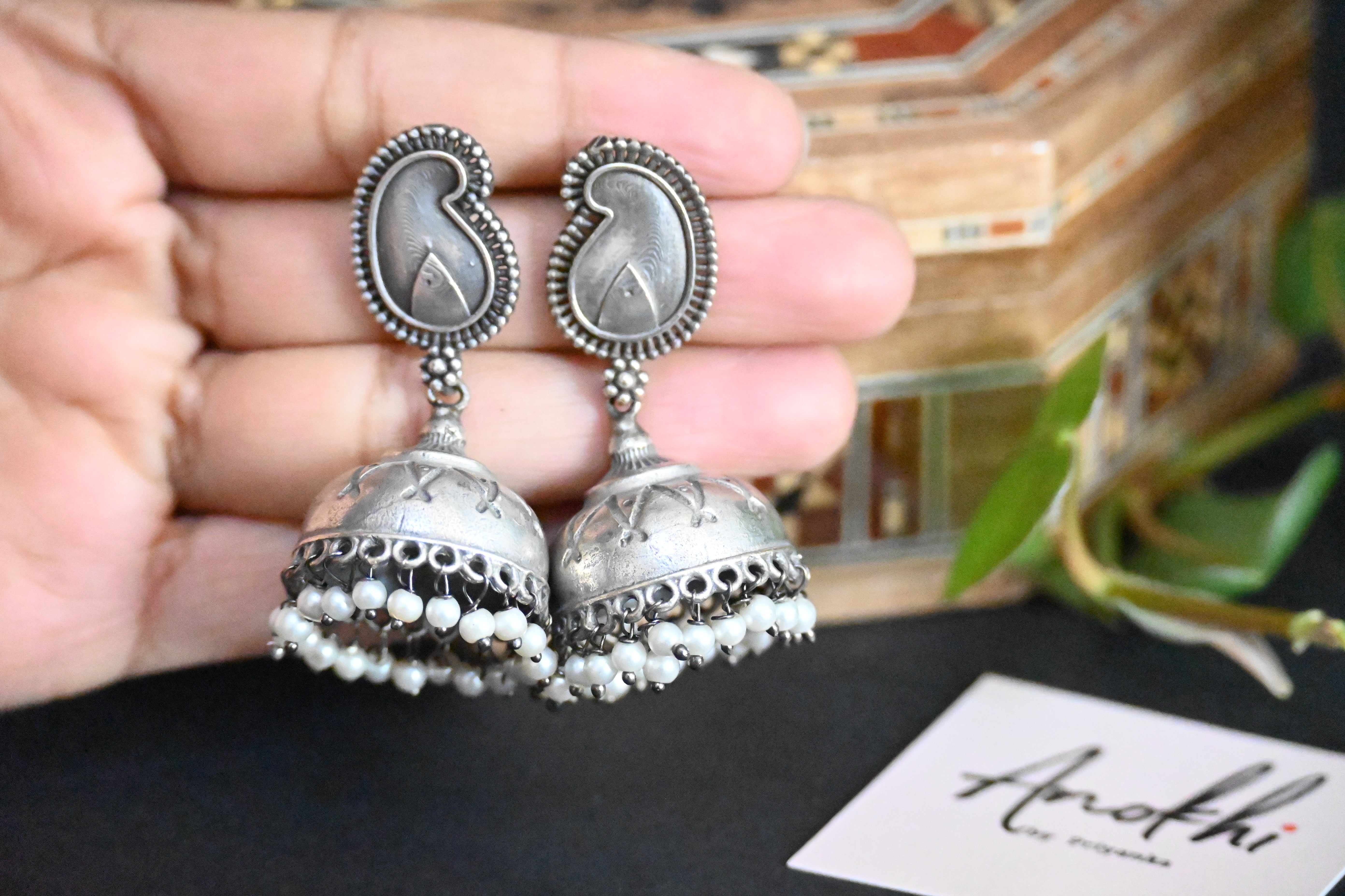 Silver Jhumka Ethnic, Silver Look Alike Oxidized Earrings