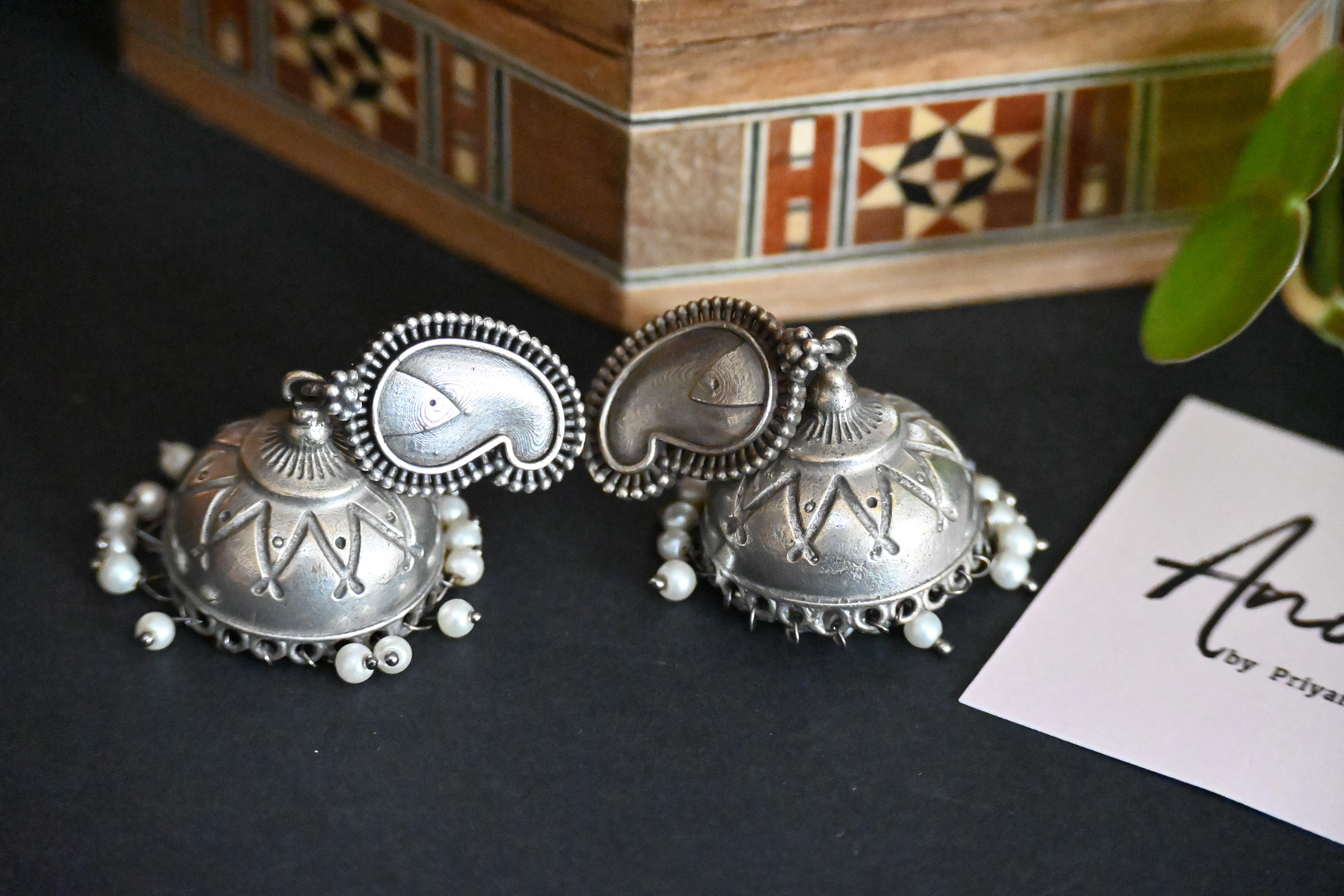 Silver Jhumka Ethnic, Silver Look Alike Oxidized Earrings