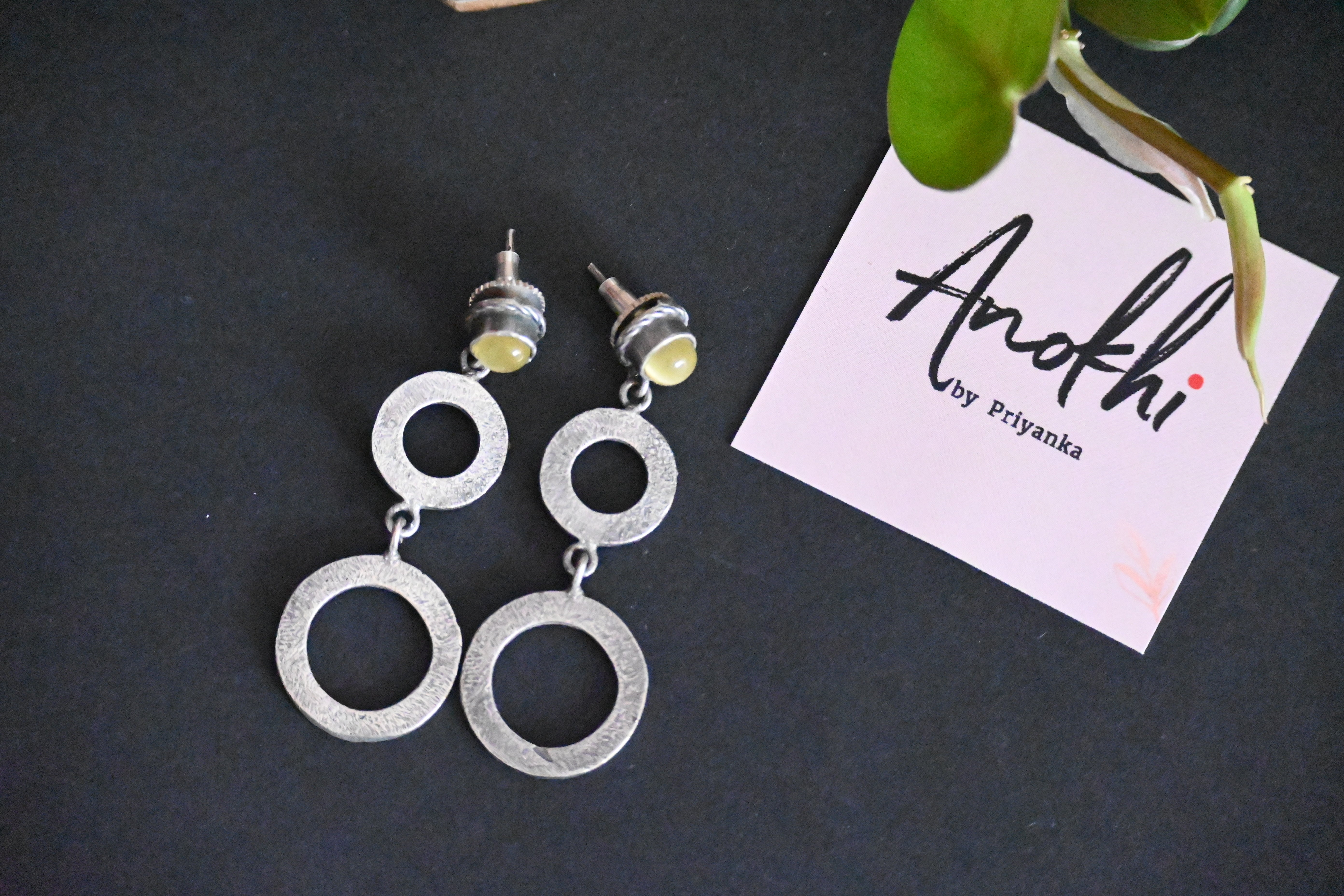Join Ring, Silver Look Alike Oxidized Earrings