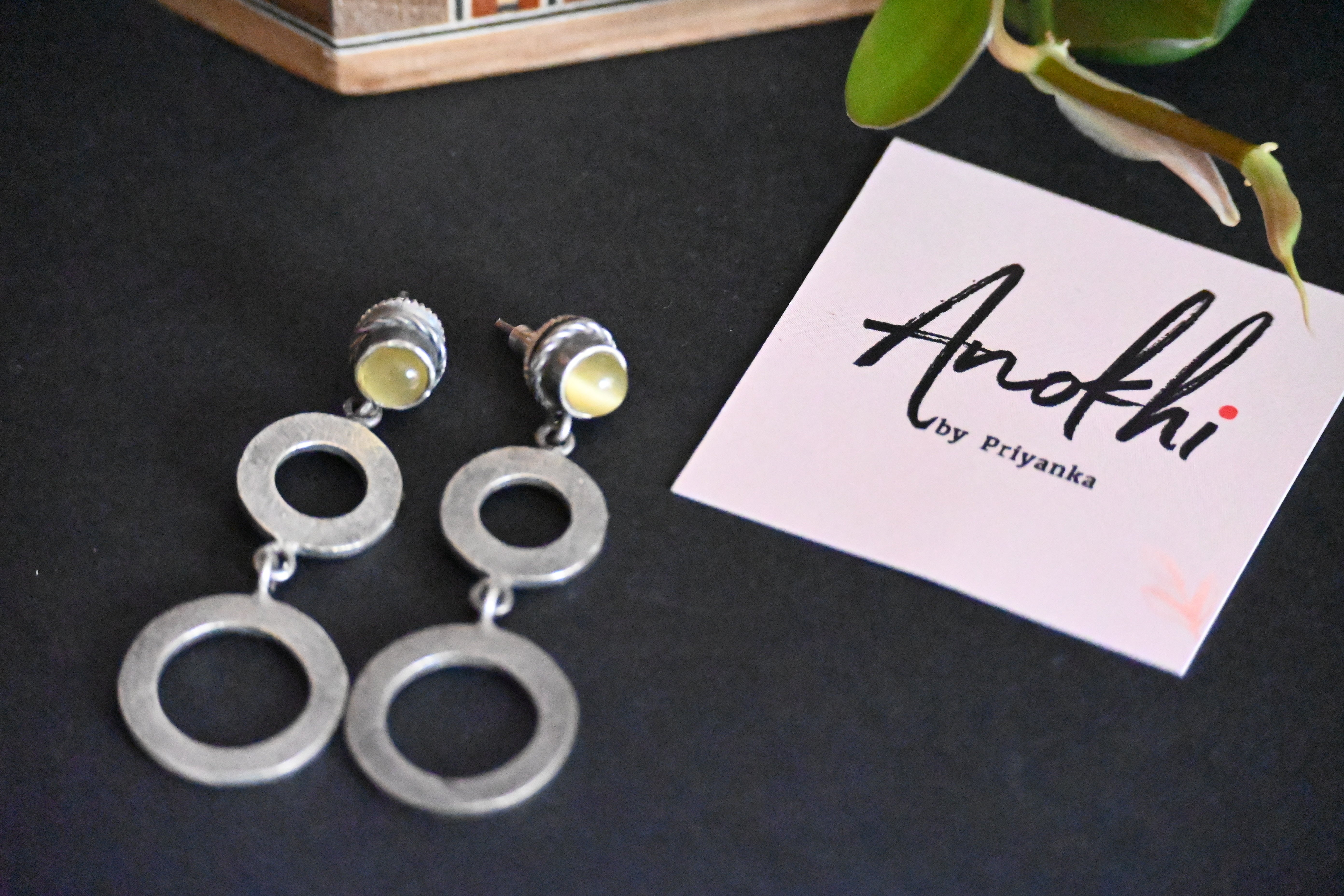 Join Ring, Silver Look Alike Oxidized Earrings