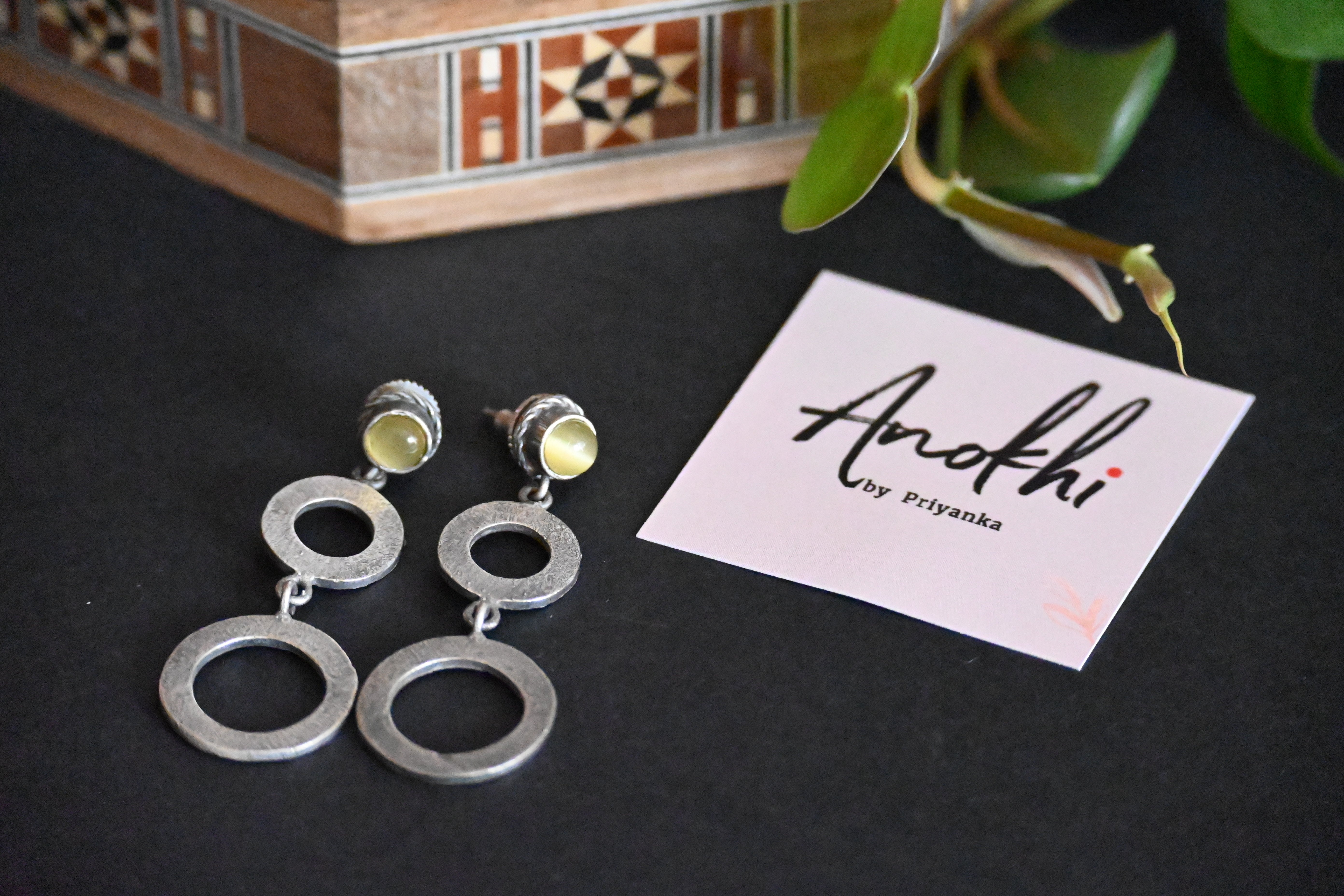 Join Ring, Silver Look Alike Oxidized Earrings