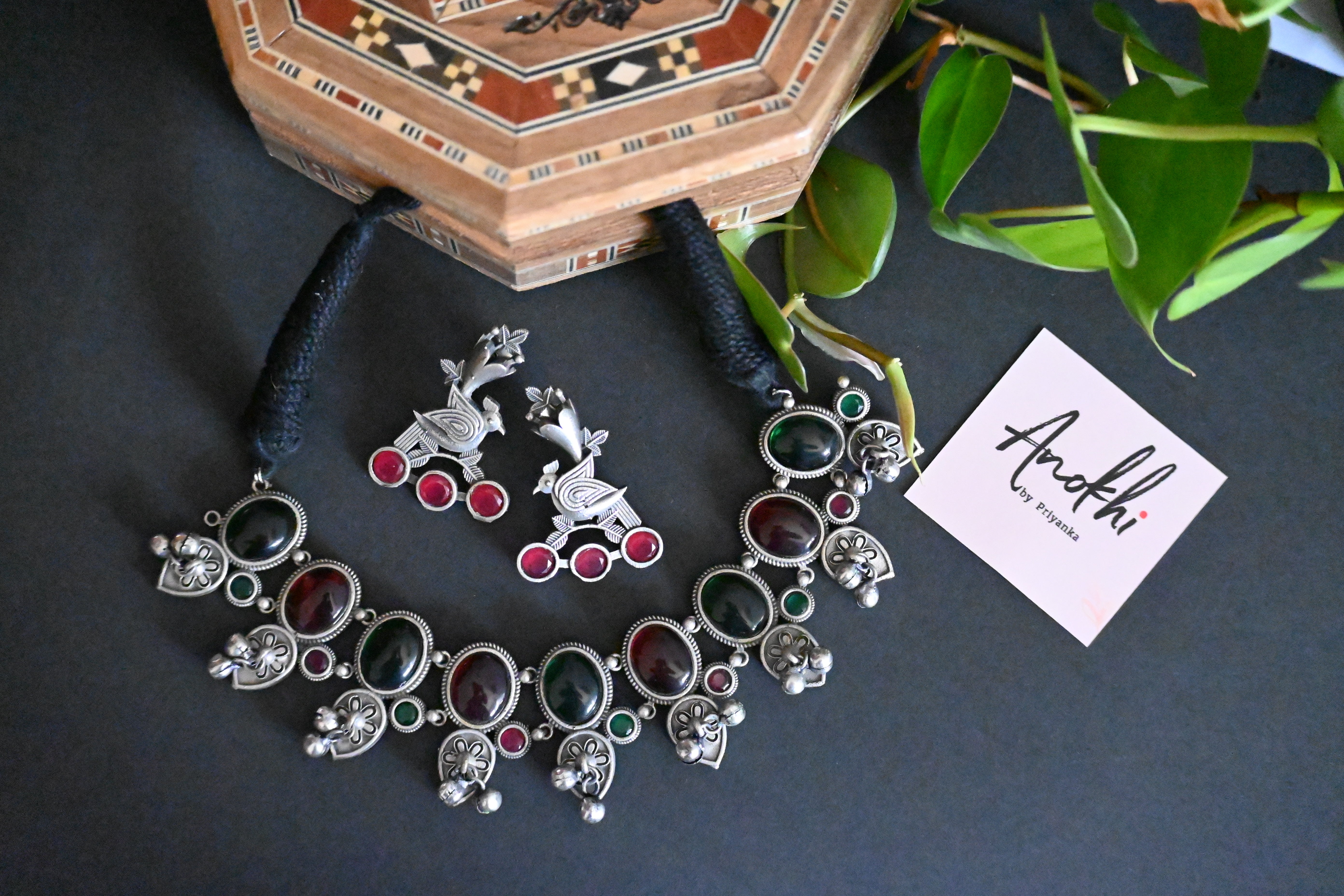 "Raha" Dual Tone Necklace, Monalisa Stone