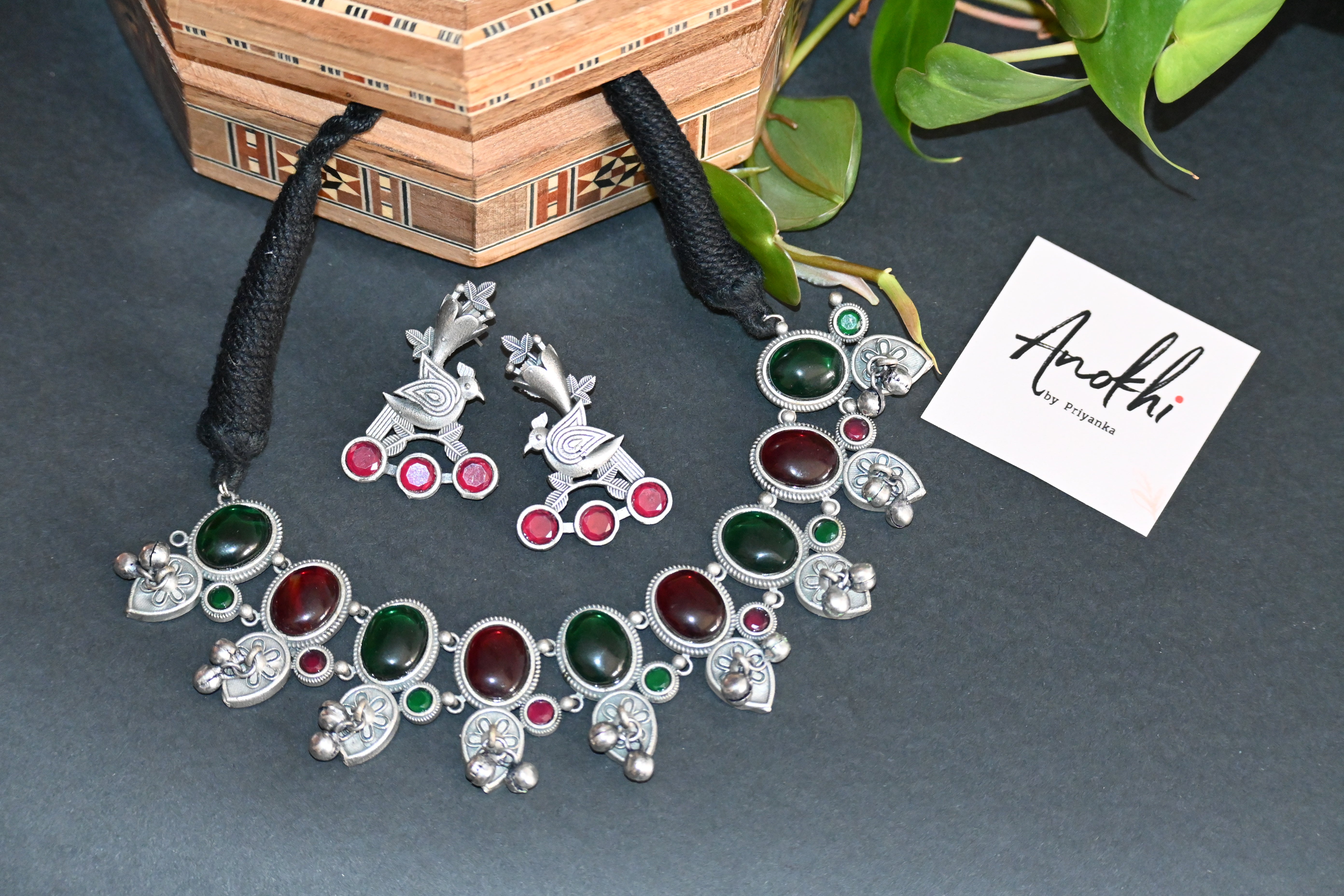 "Raha" Dual Tone Necklace, Monalisa Stone