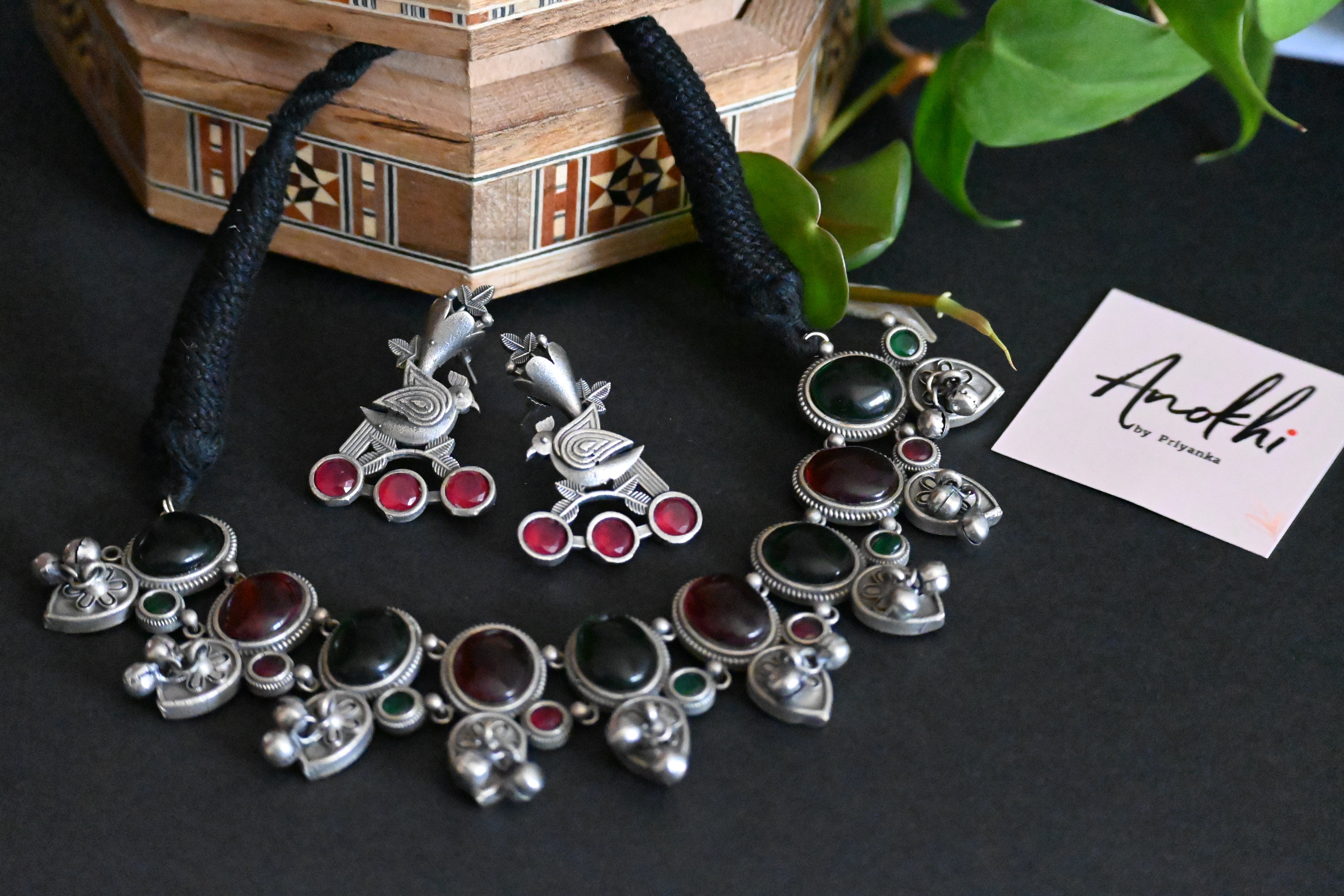 "Raha" Dual Tone Necklace, Monalisa Stone