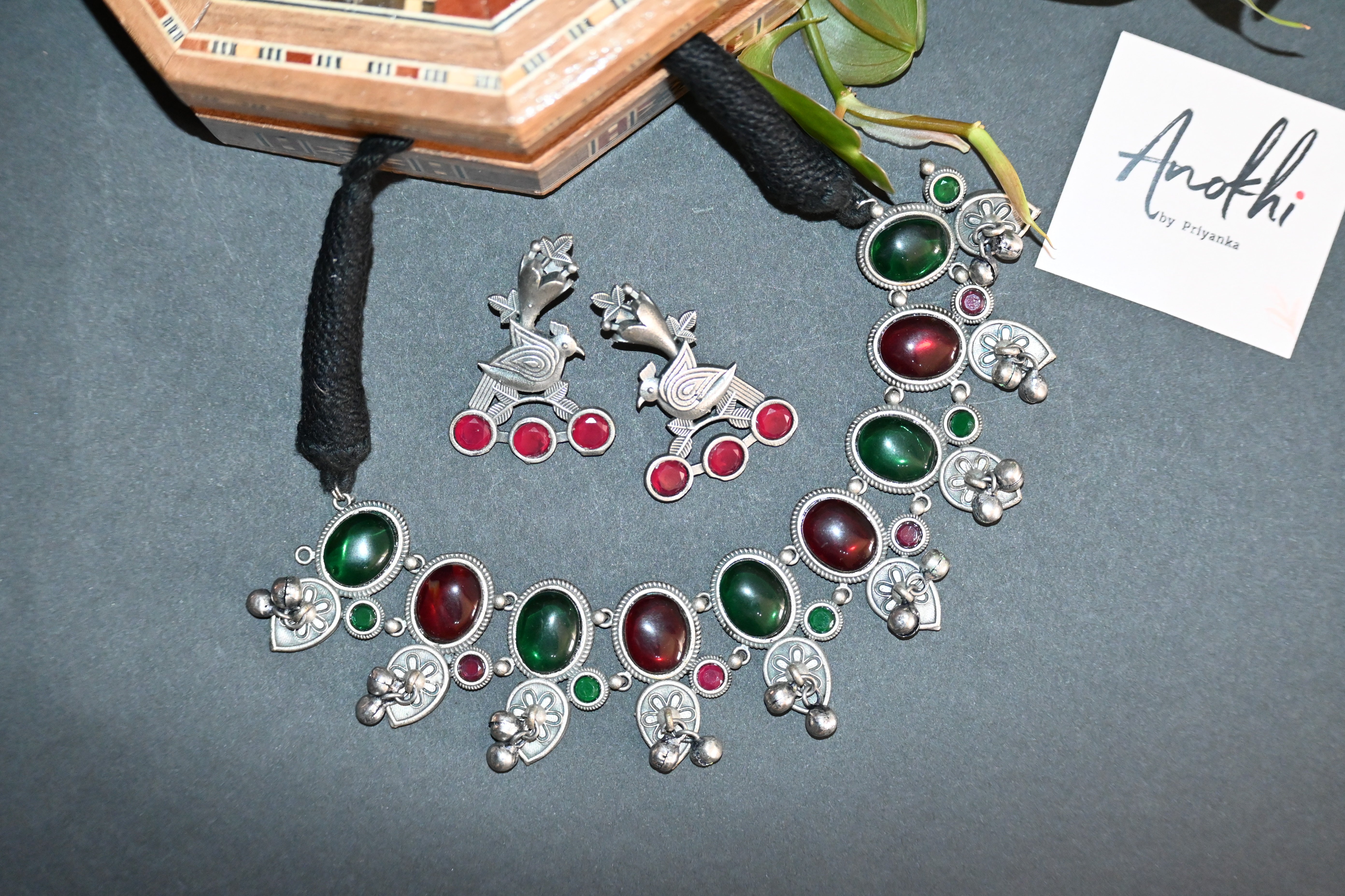 "Raha" Dual Tone Necklace, Monalisa Stone