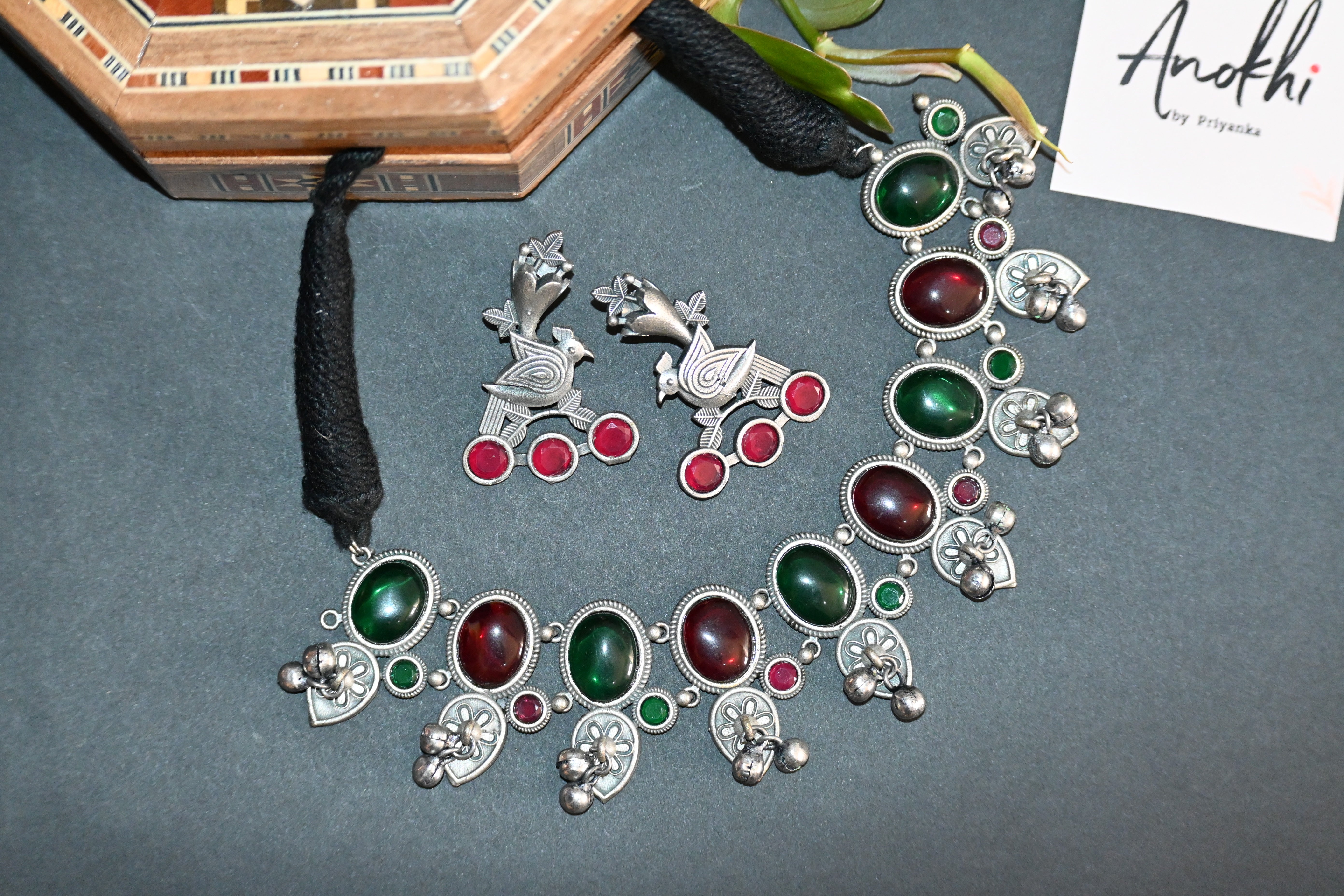 "Raha" Dual Tone Necklace, Monalisa Stone