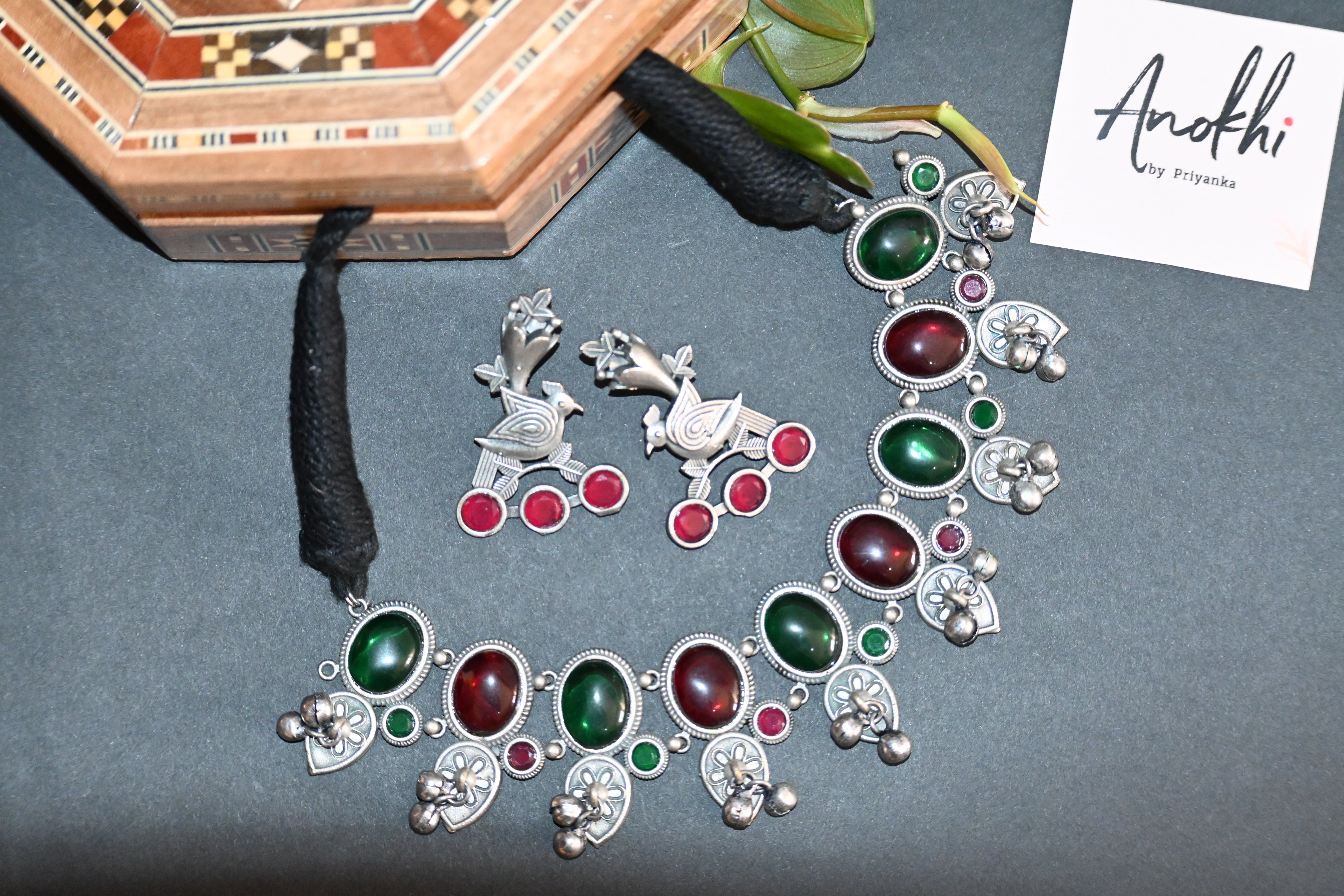 "Raha" Dual Tone Necklace, Monalisa Stone