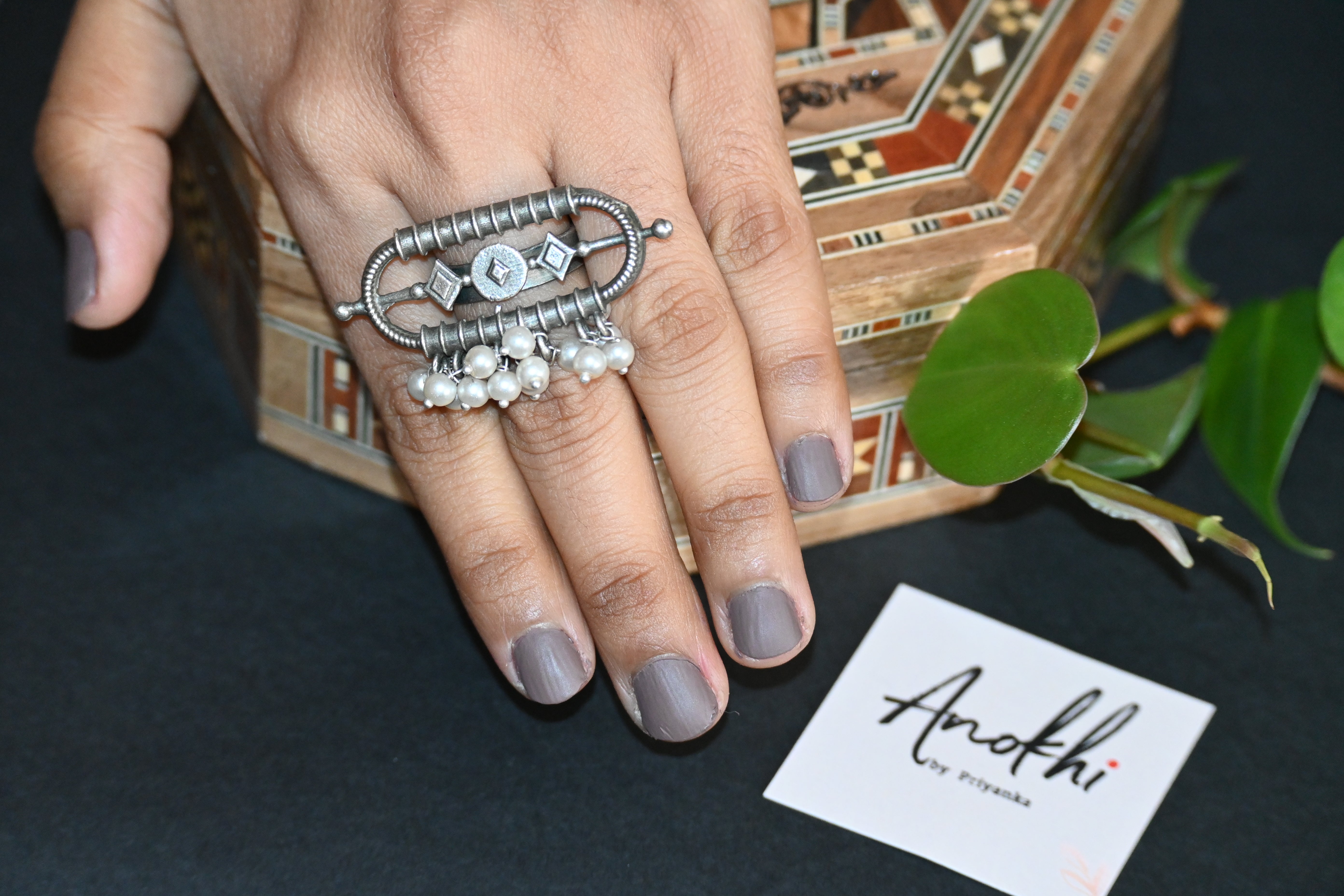 Fusion Rings Silver pearls