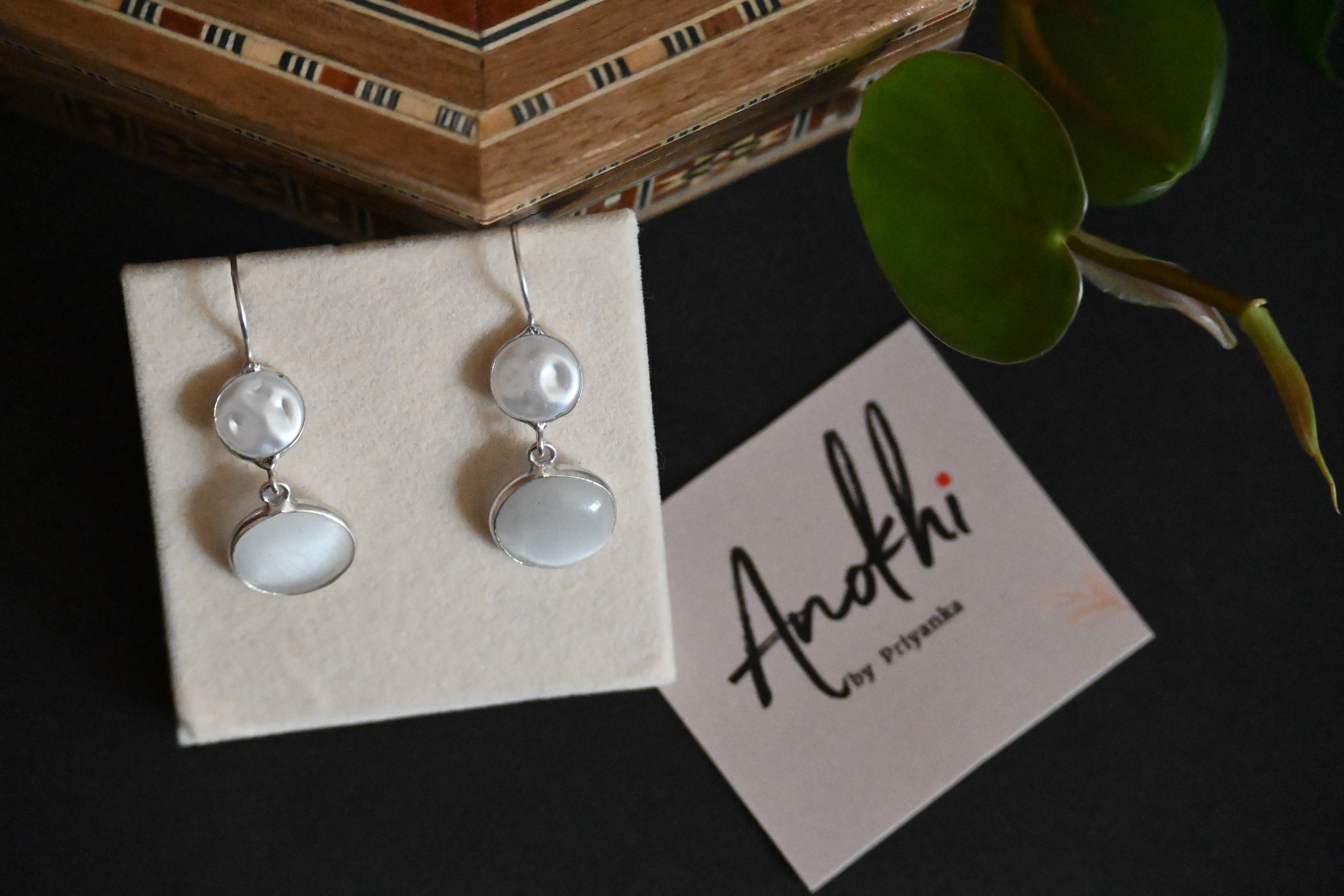 White Coin Pearl, Silver Look Alike Oxidized Earrings