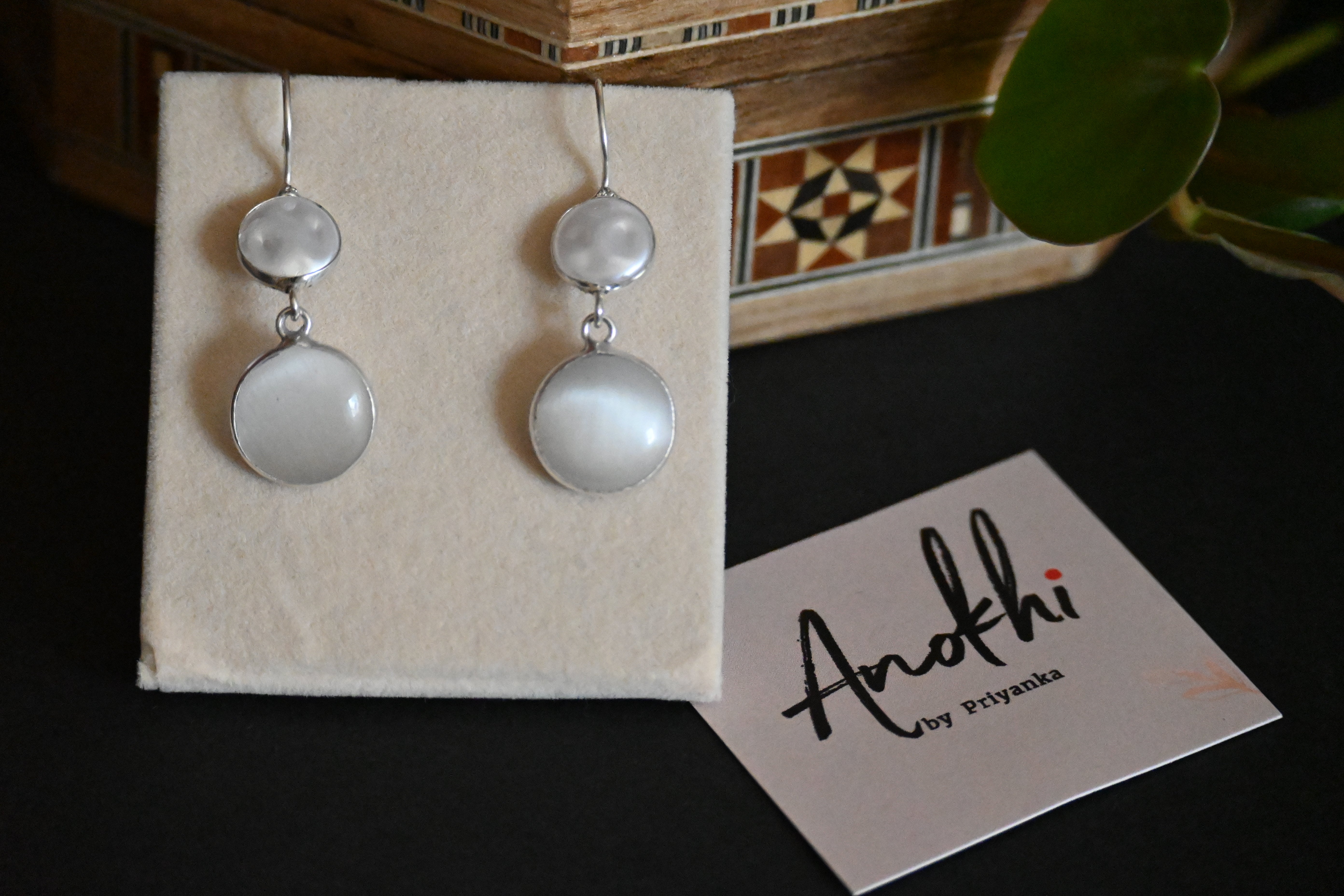 White Coin Pearl, Silver Look Alike Oxidized Earrings