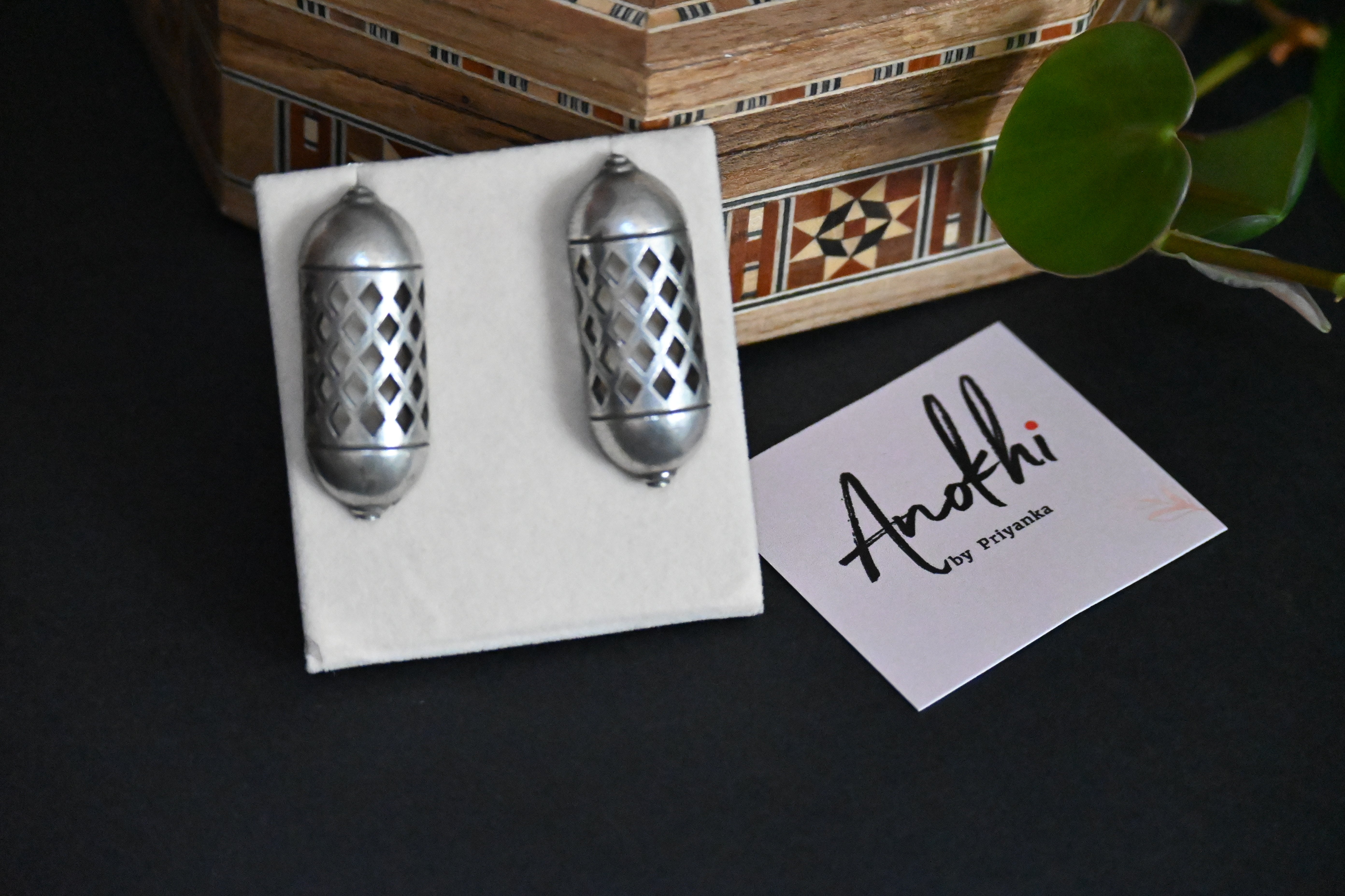 Boho, Silver Look Alike Oxidized Earrings