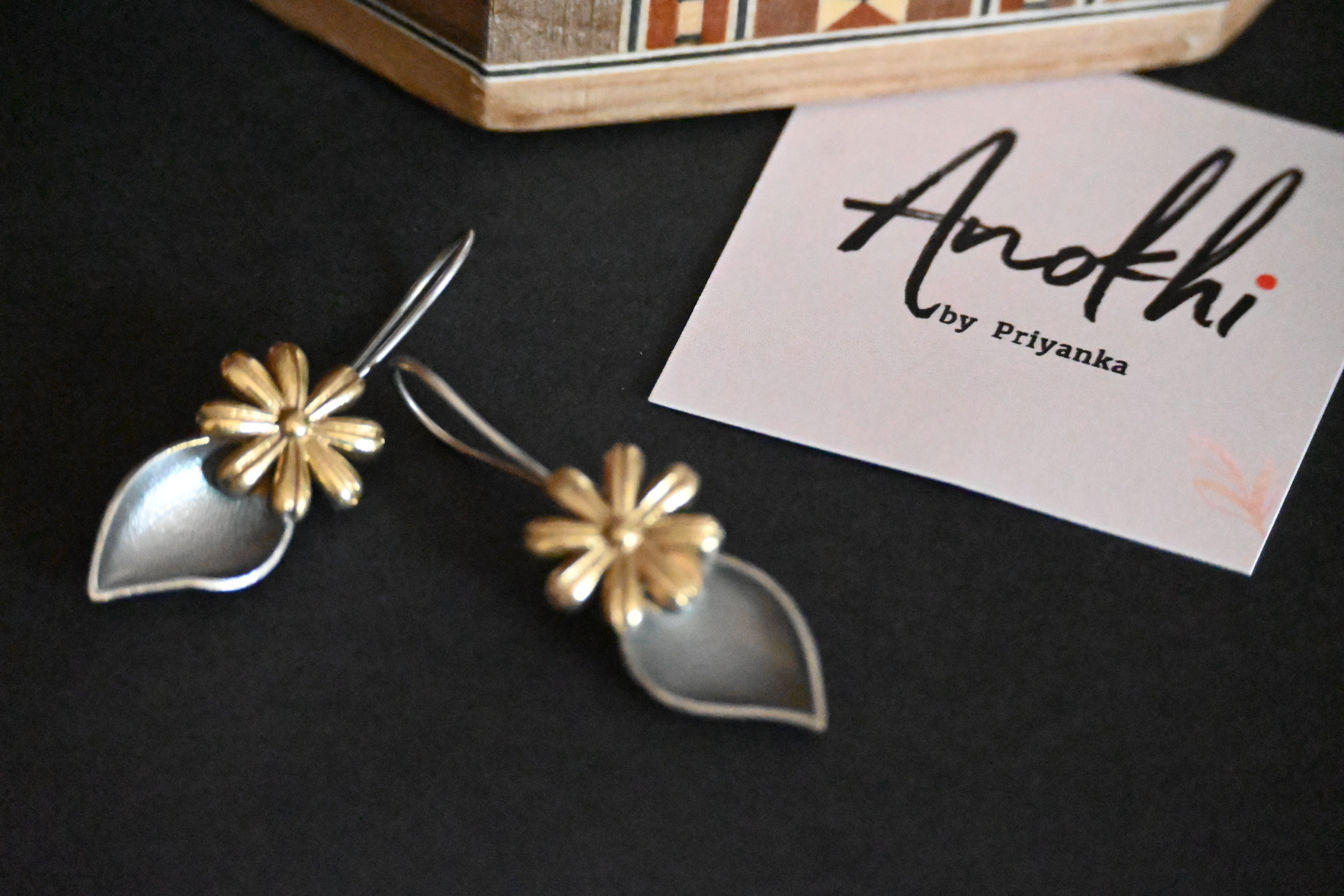 Dangle, Silver Look Alike Oxidized Earrings