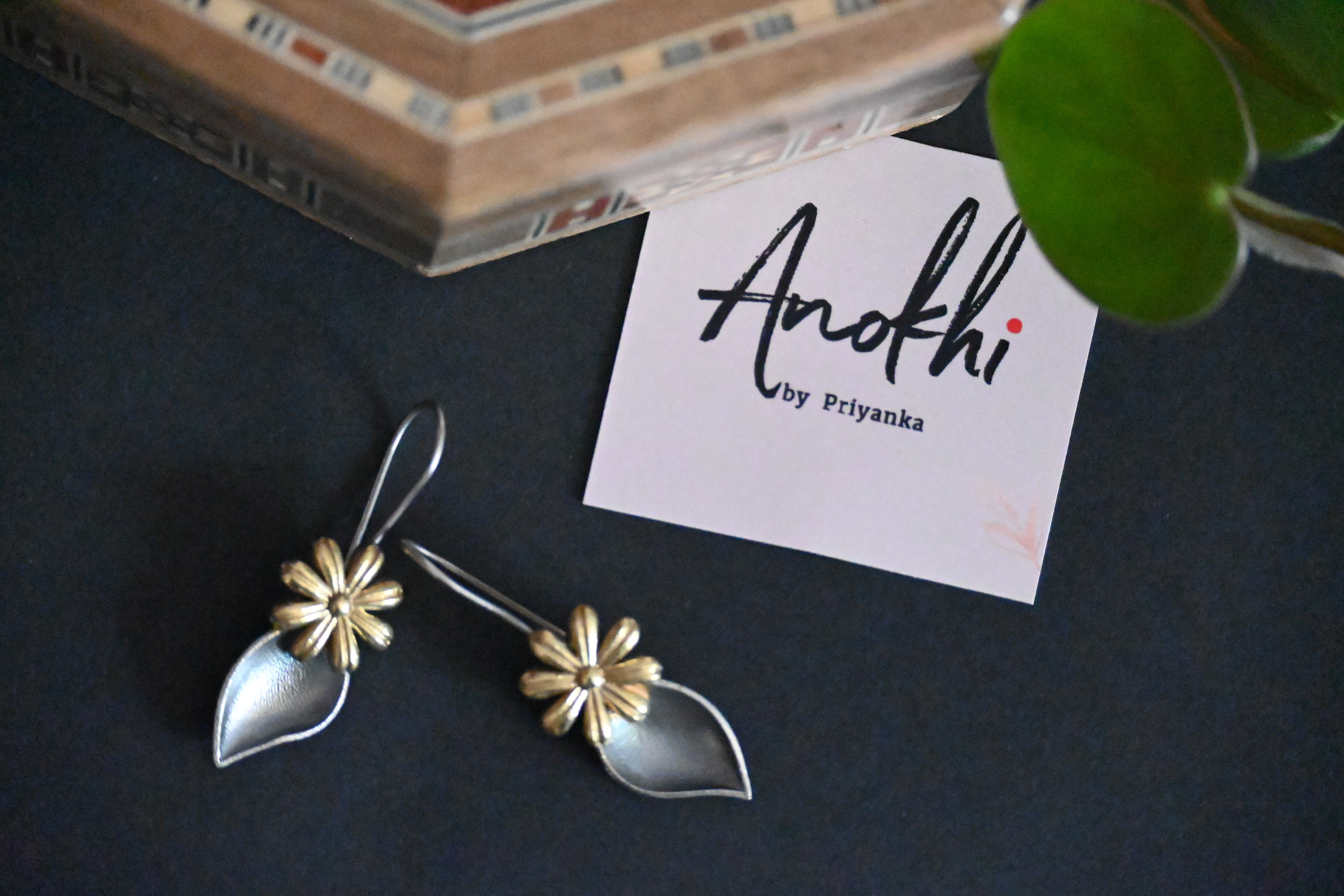 Dangle, Silver Look Alike Oxidized Earrings