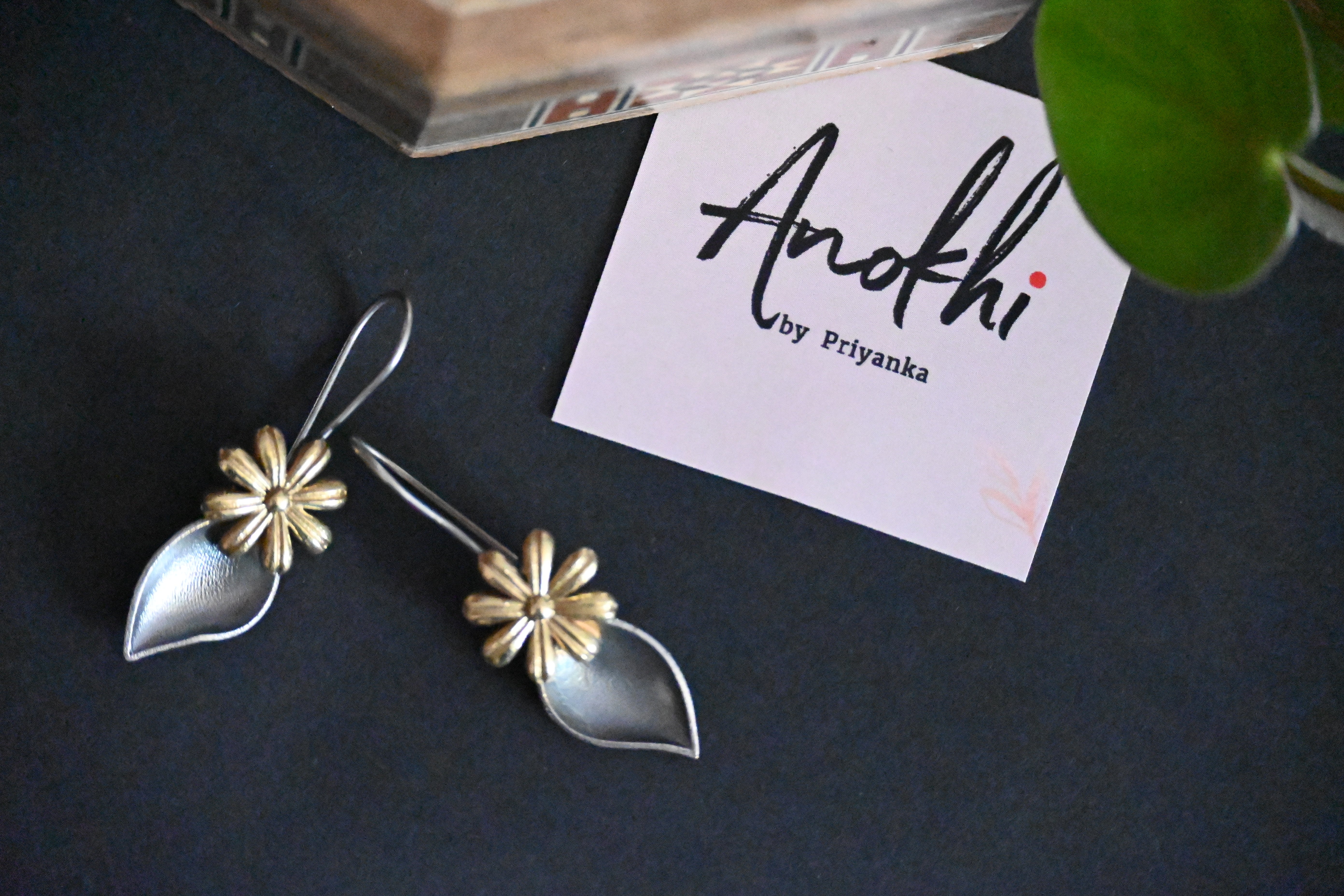 Dangle, Silver Look Alike Oxidized Earrings
