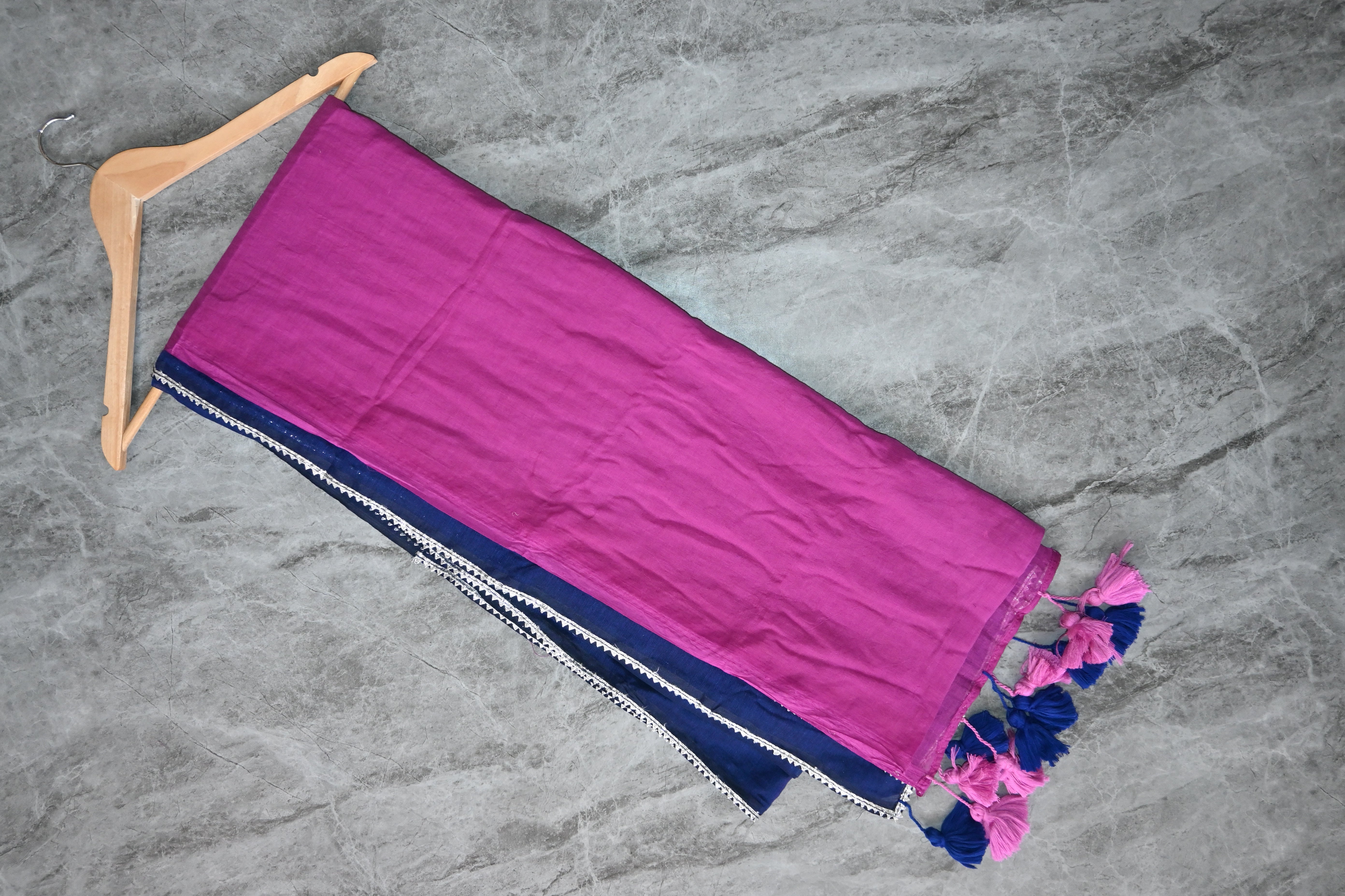 Blue and Pink Sequence saree half and half