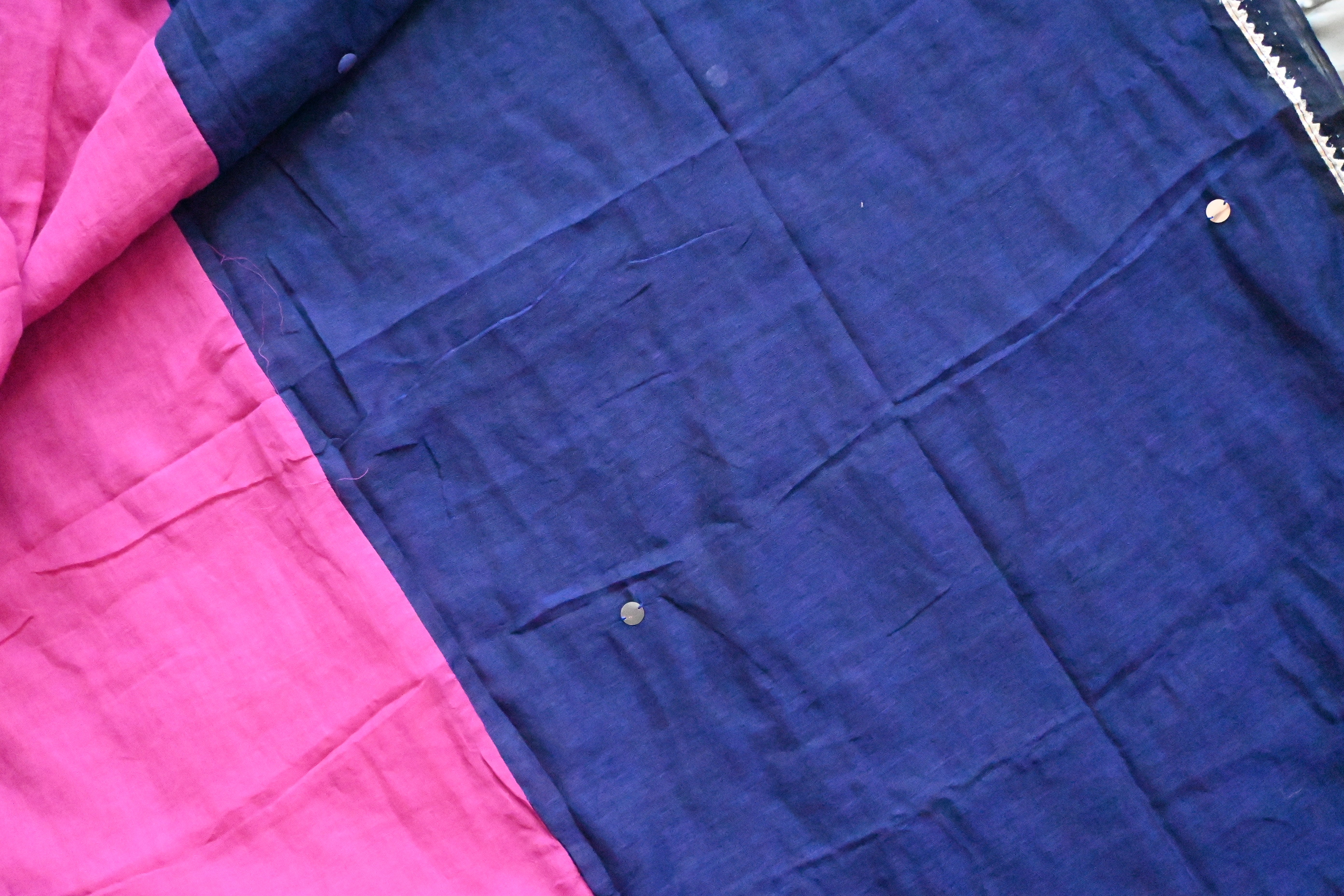 Blue and Pink Sequence saree half and half