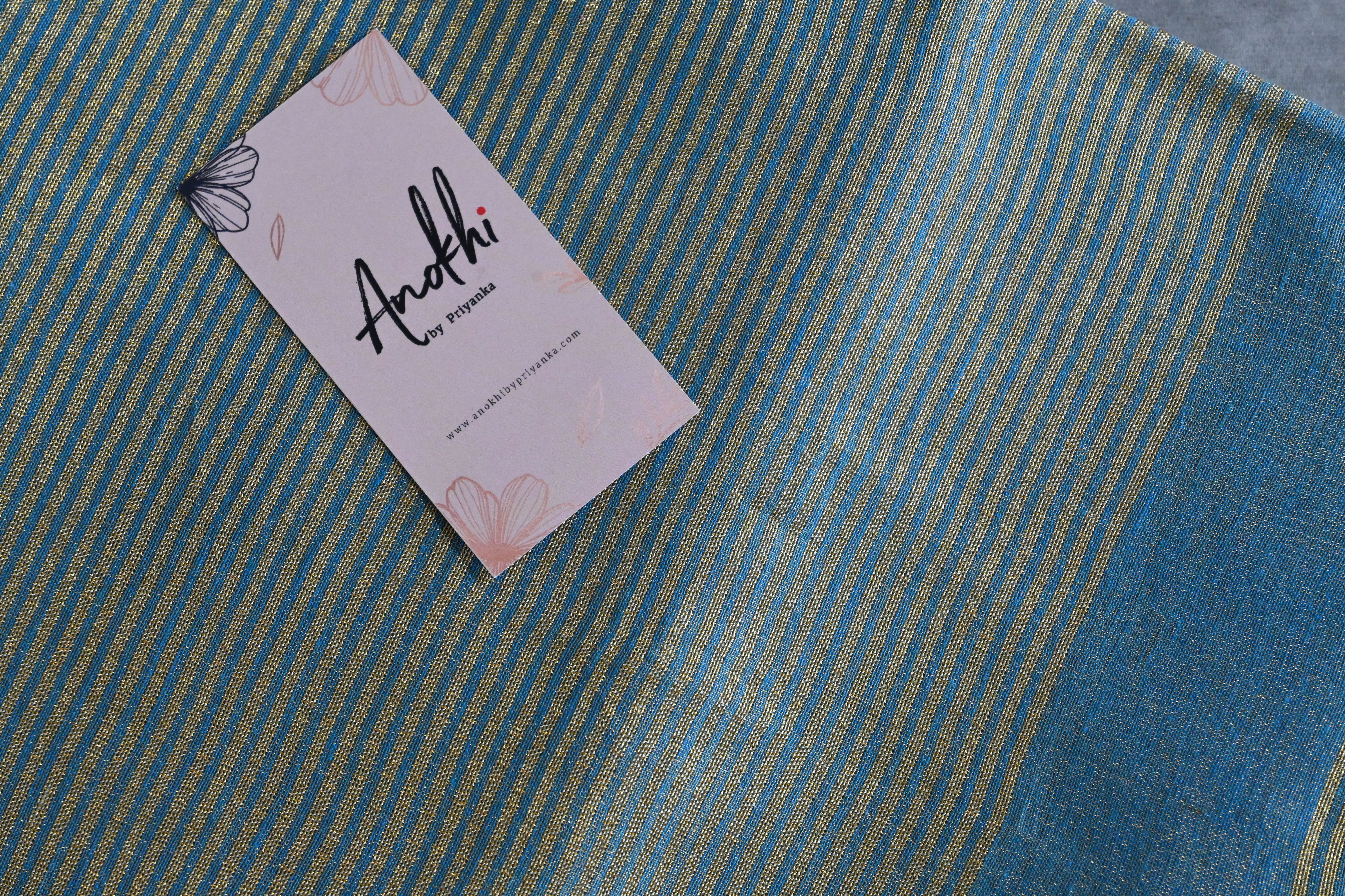 Blue Tissue zari linen saree