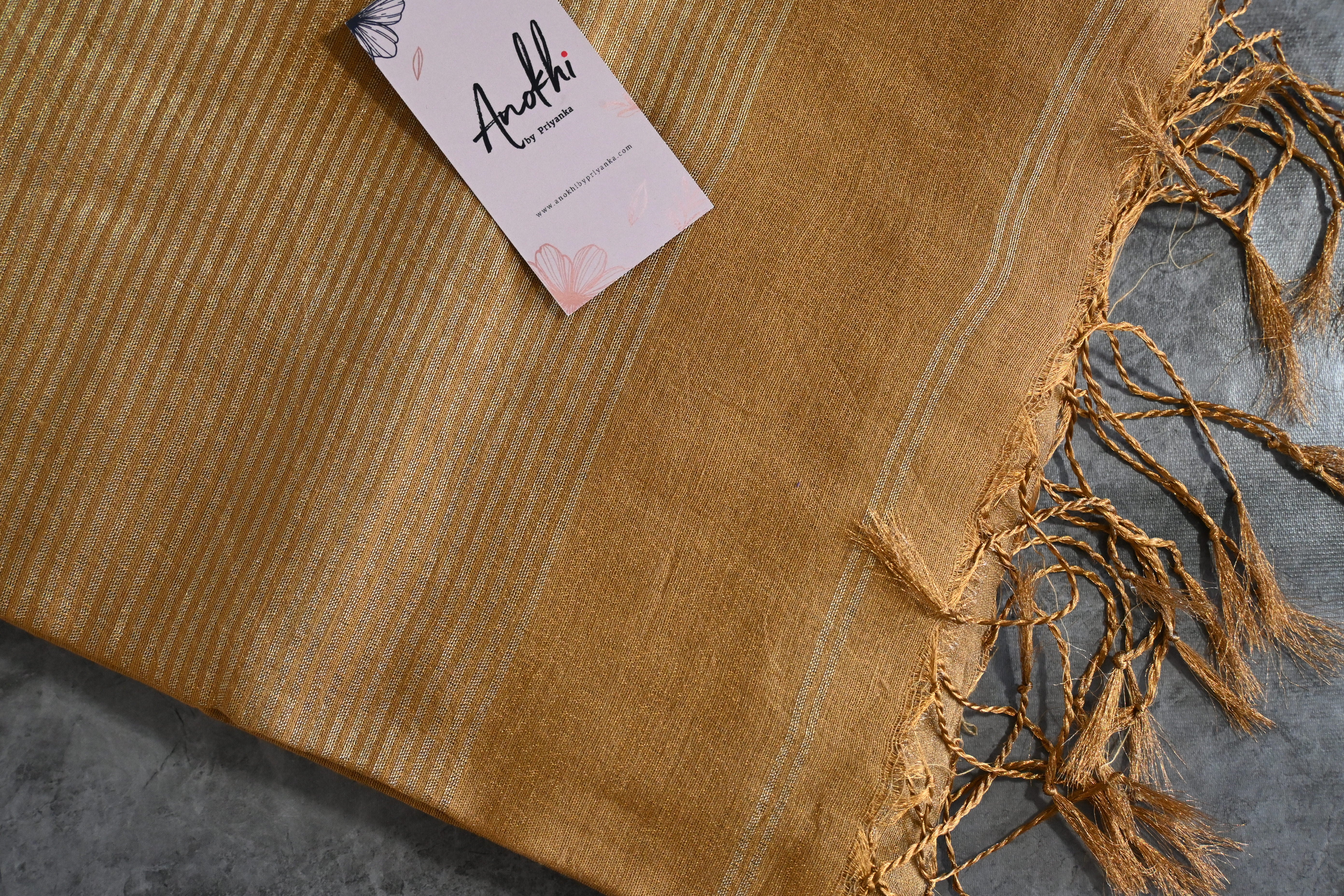 Golden Tissue zari linen saree