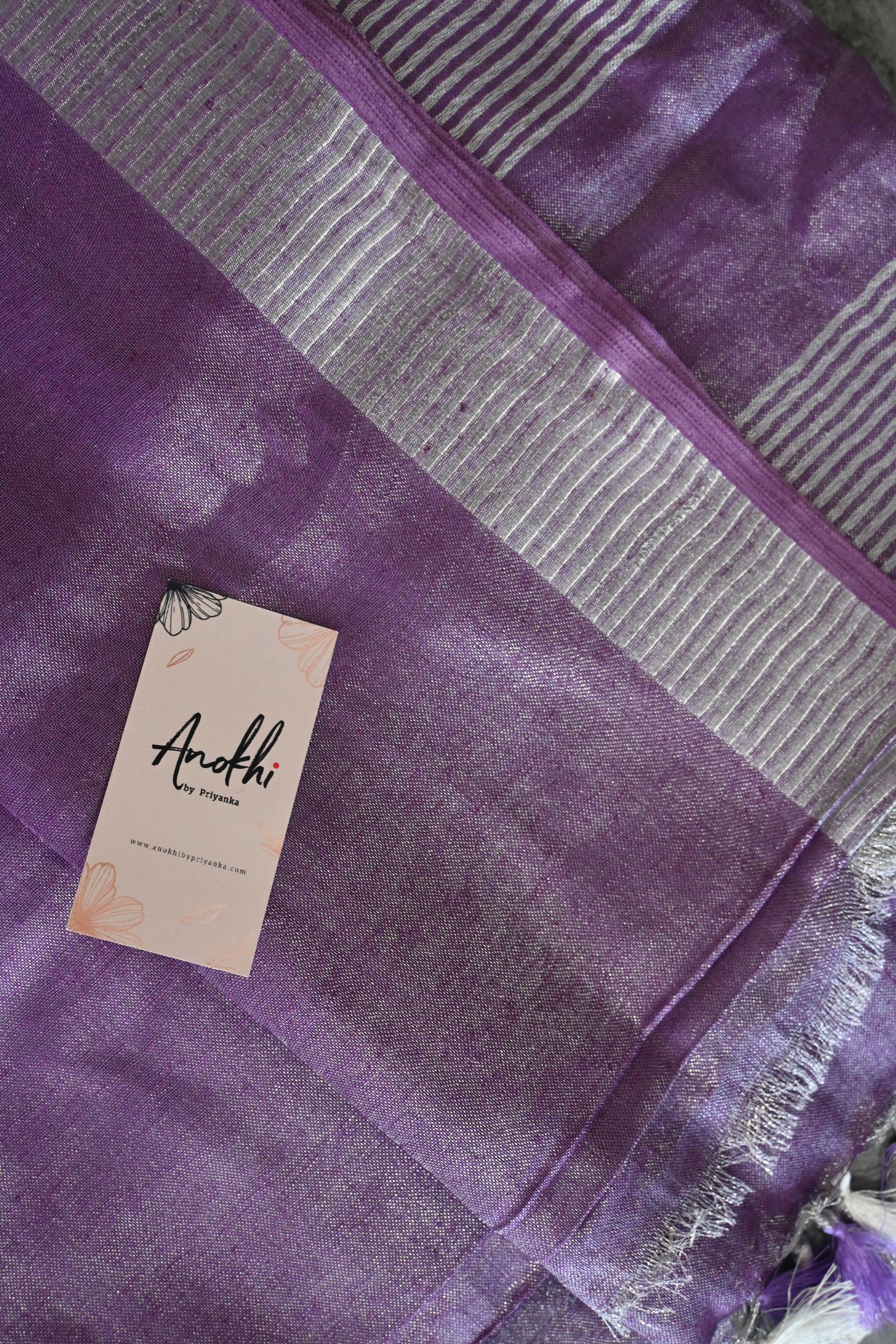 Pure tissue Line Saree - Purple