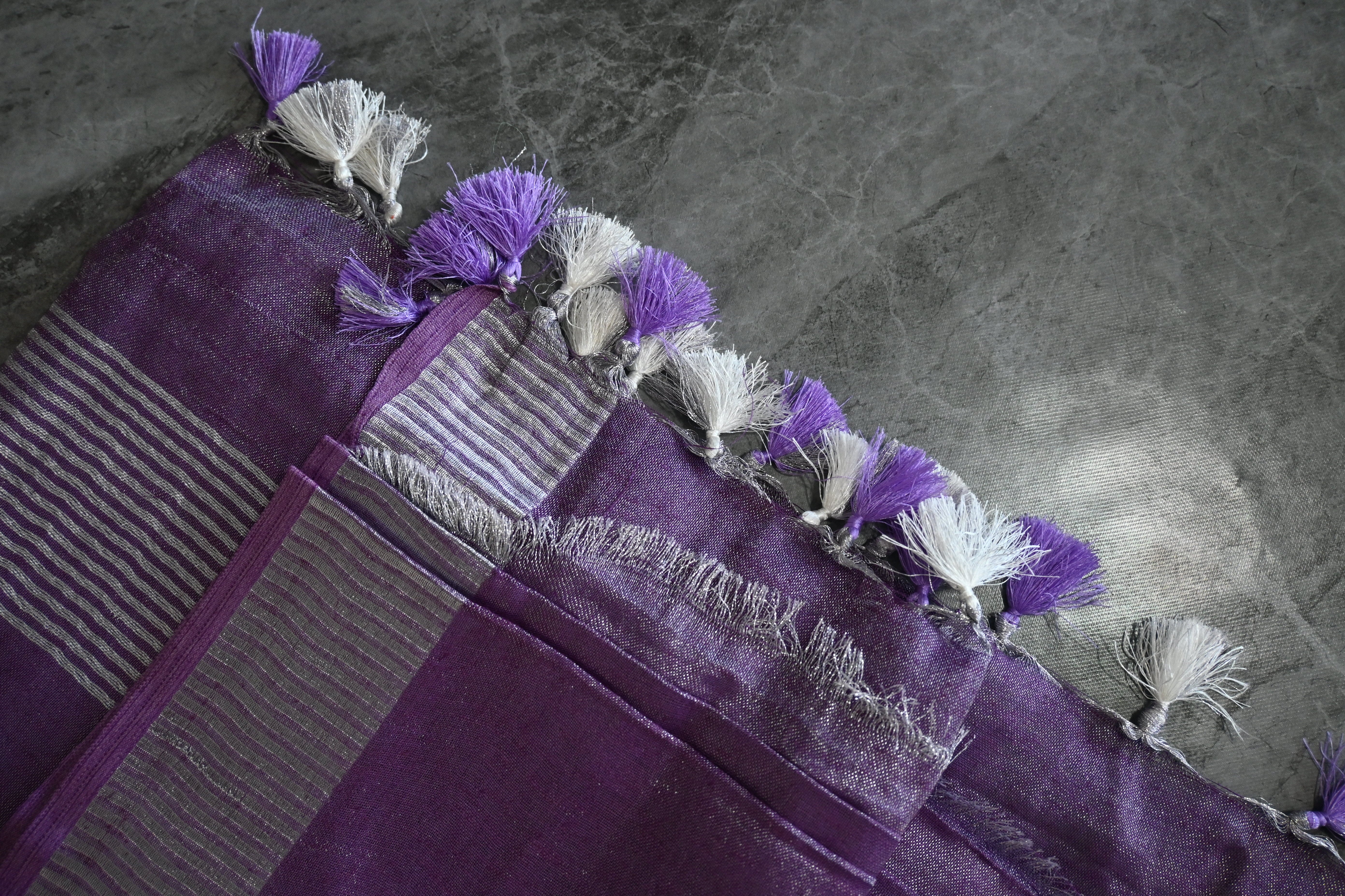Pure tissue Line Saree - Purple