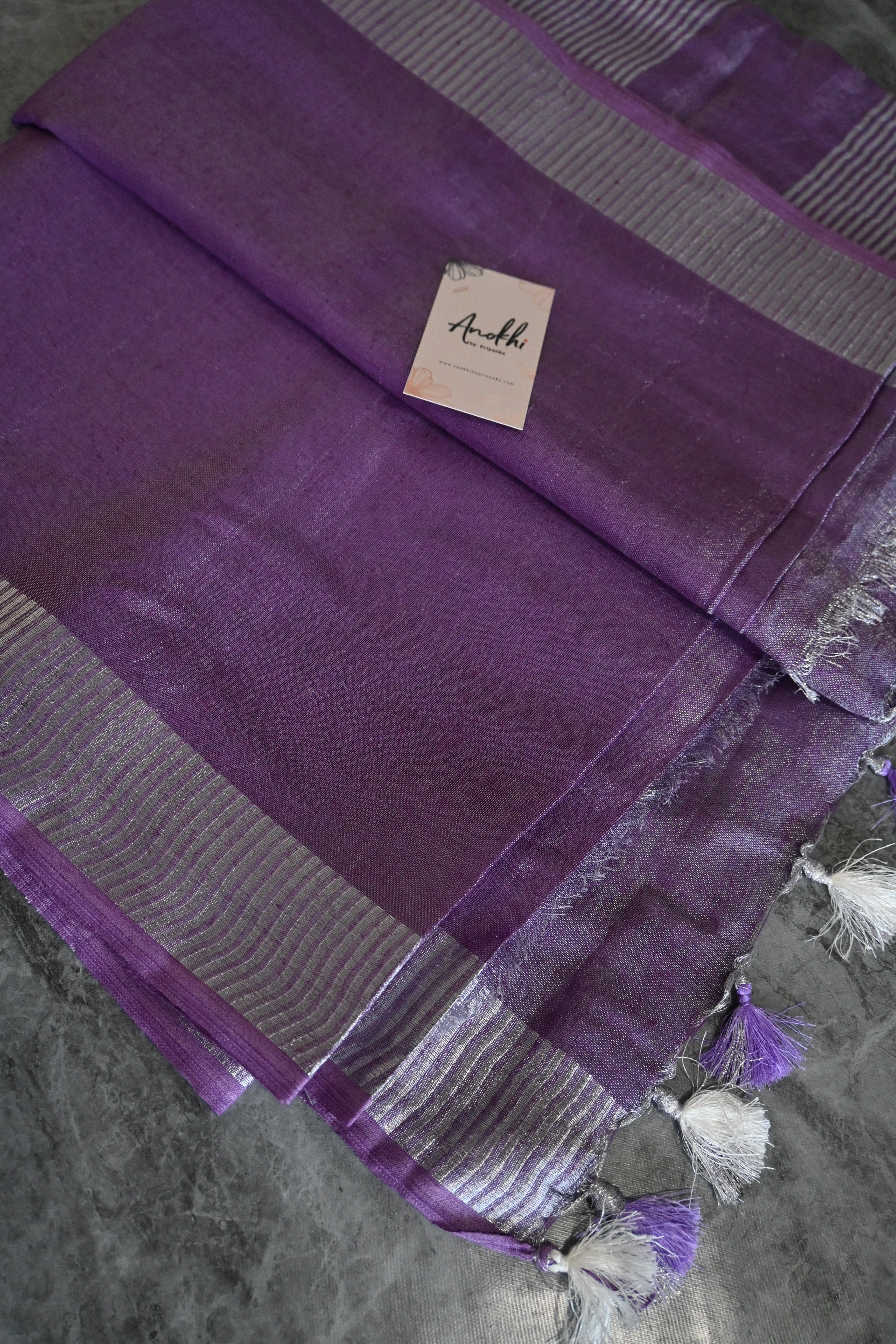 Pure tissue Line Saree - Purple