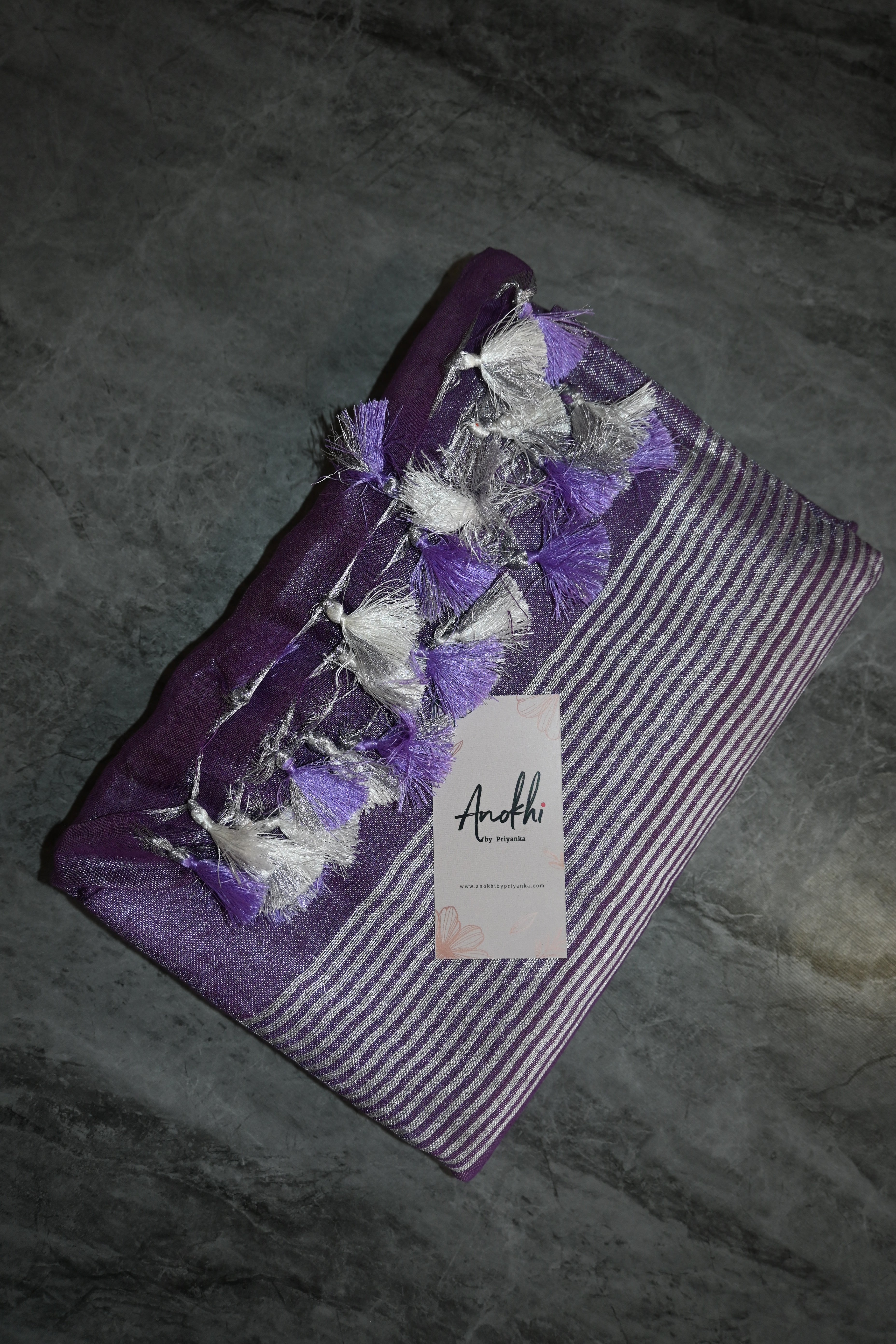 Pure tissue Line Saree - Purple