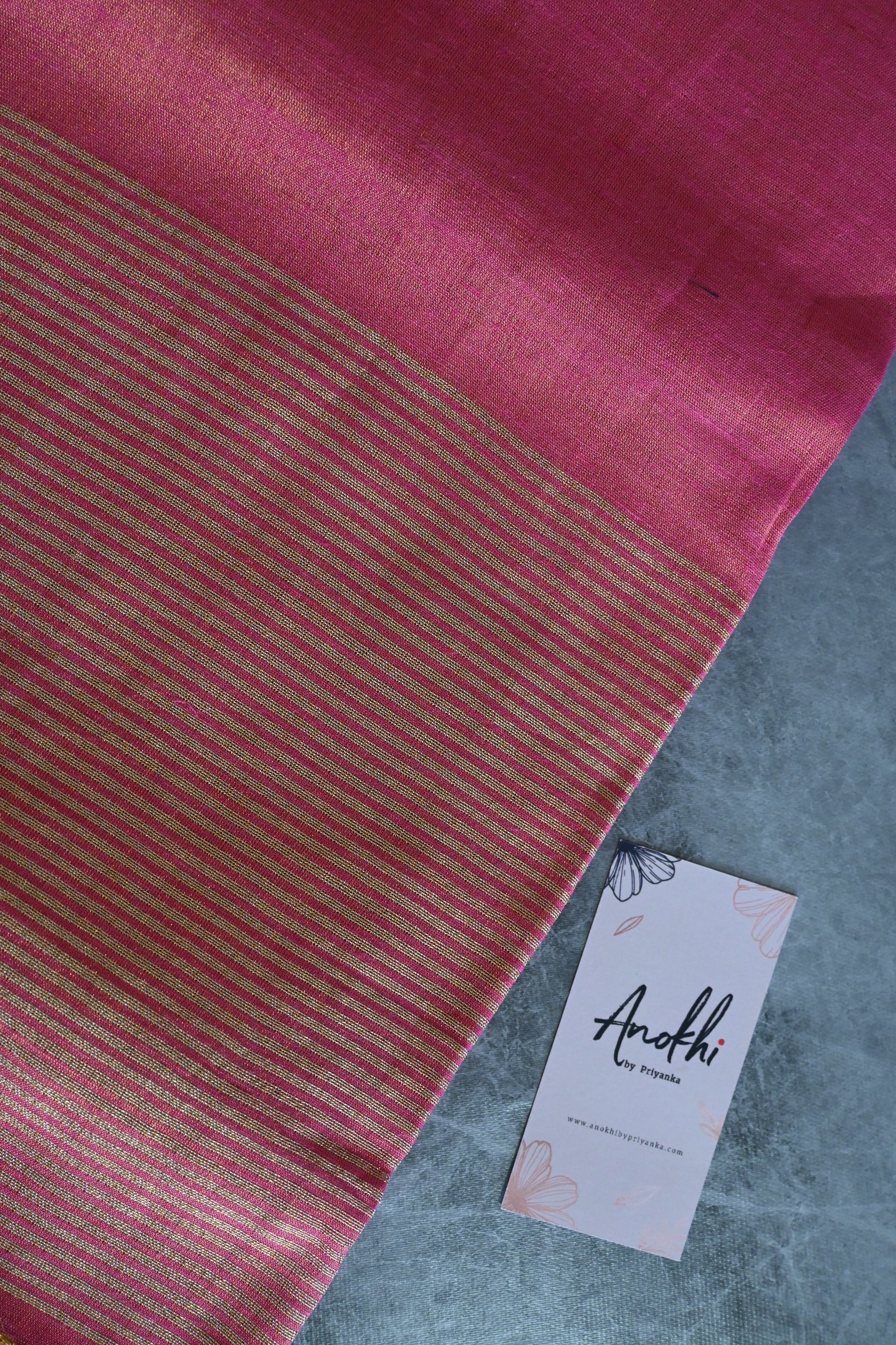 Pink Tissue zari linen saree