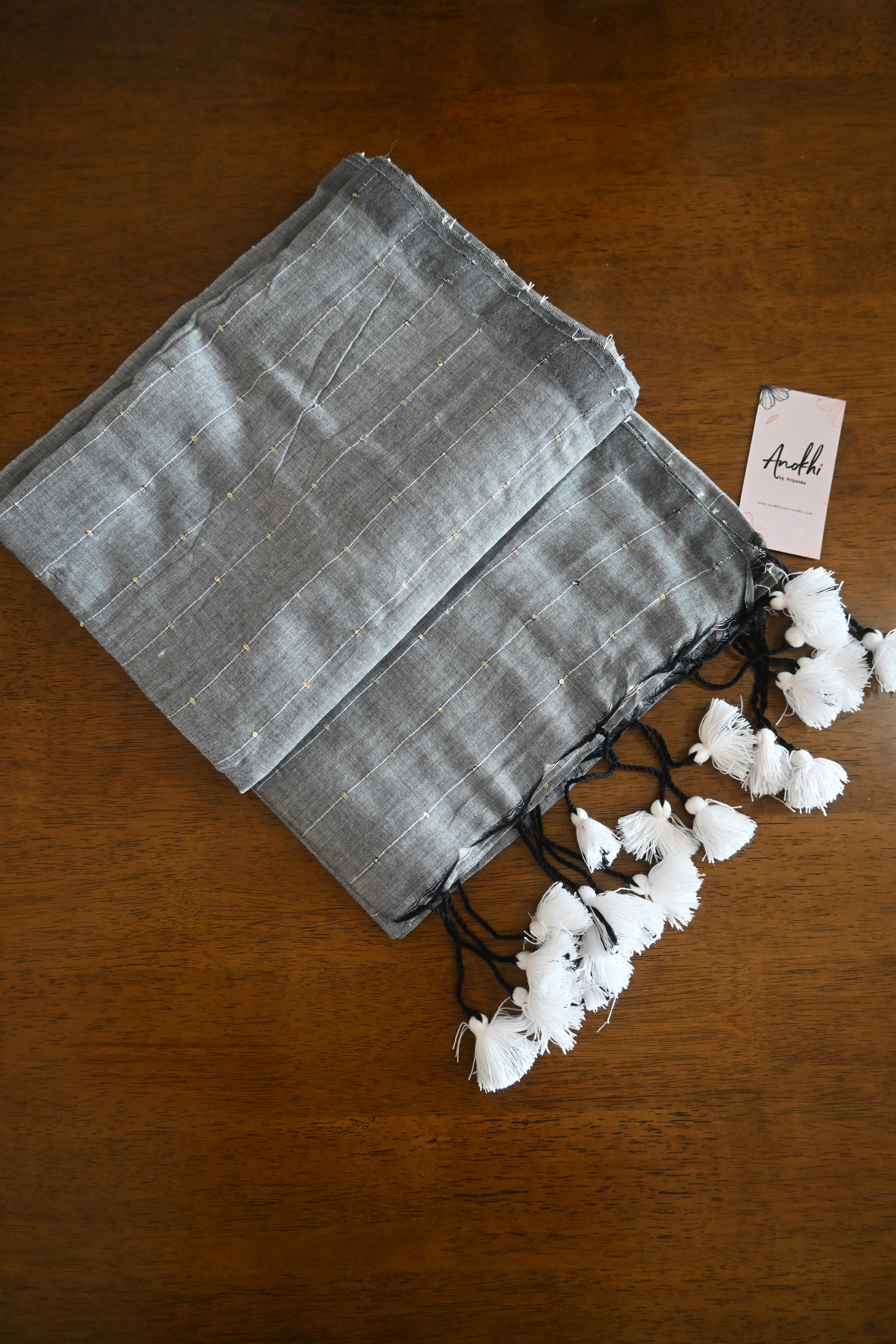 Mul cotton Janaki saree with sequins  work(stiched)