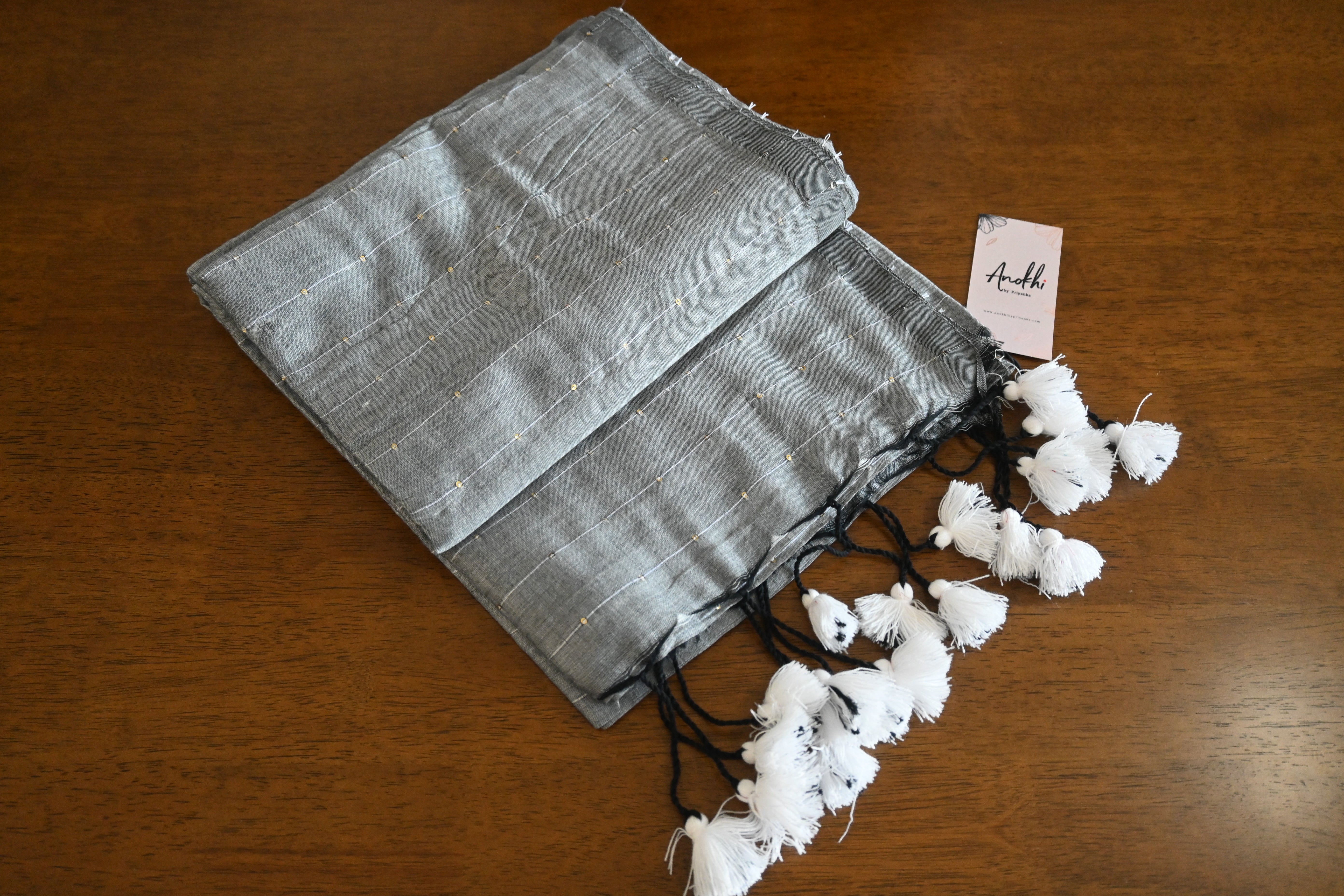 Mul cotton Janaki saree with sequins  work(stiched)