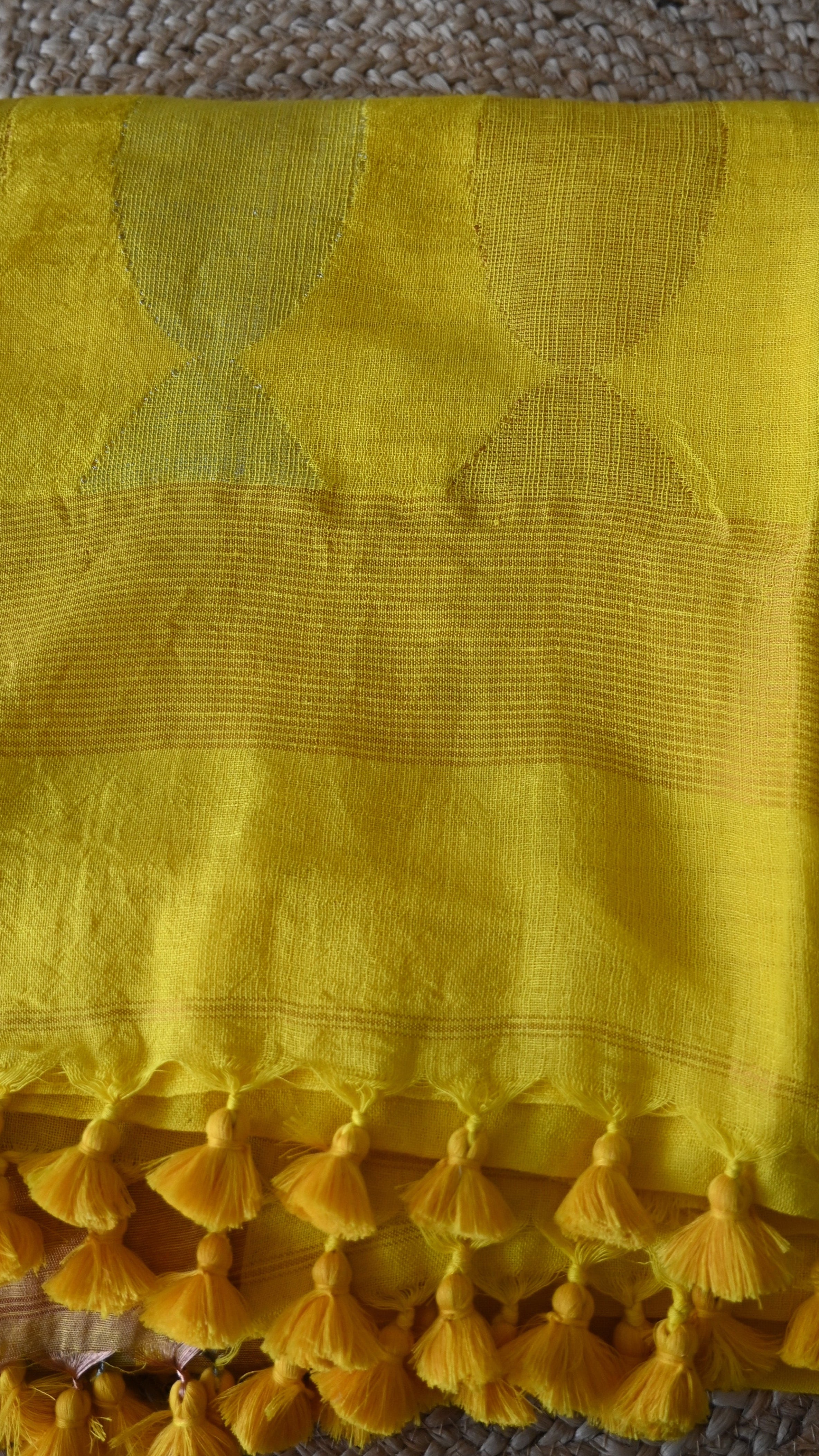 Zari Border Yellow Plain linen saree