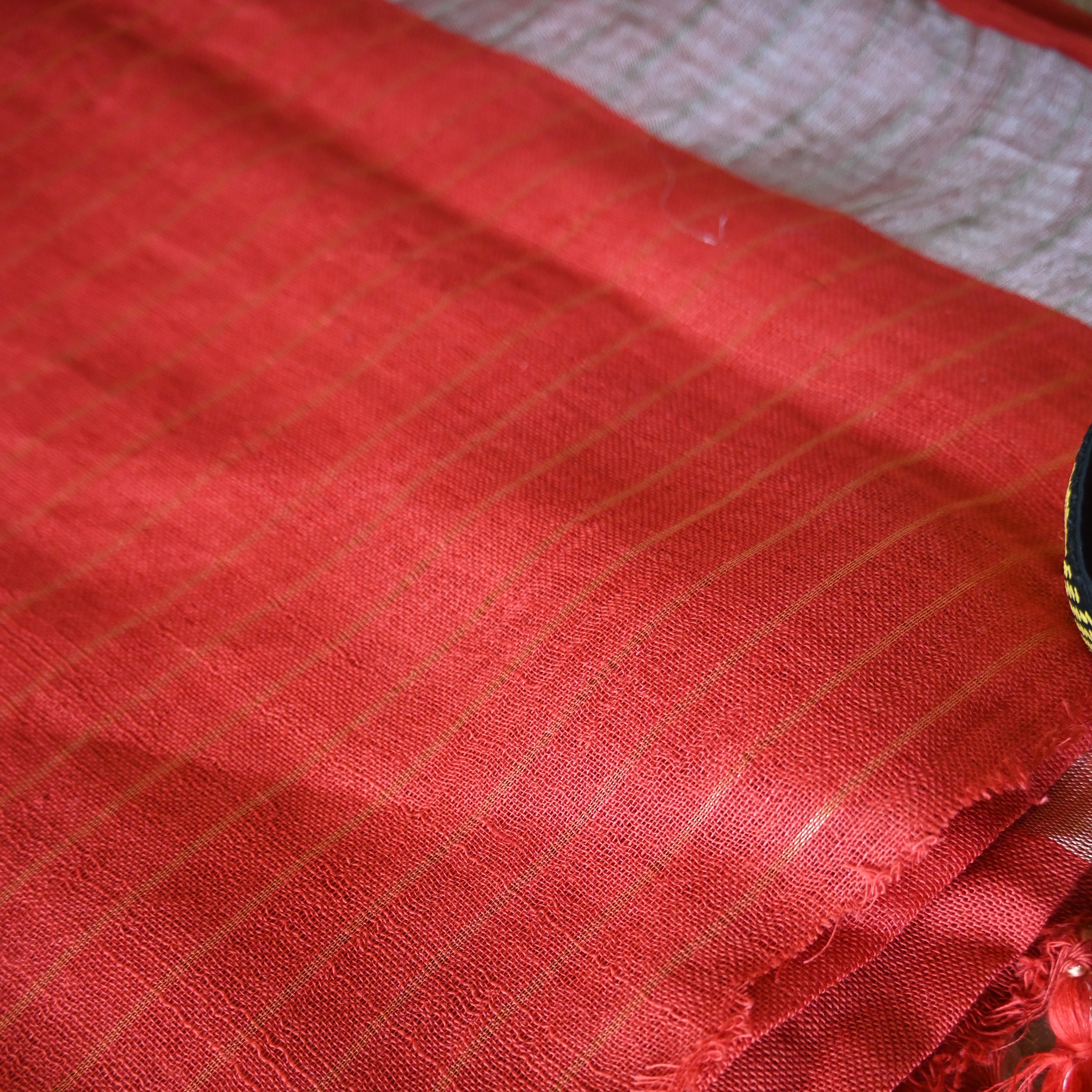 Pure Line Red Plain Zari Border Saree