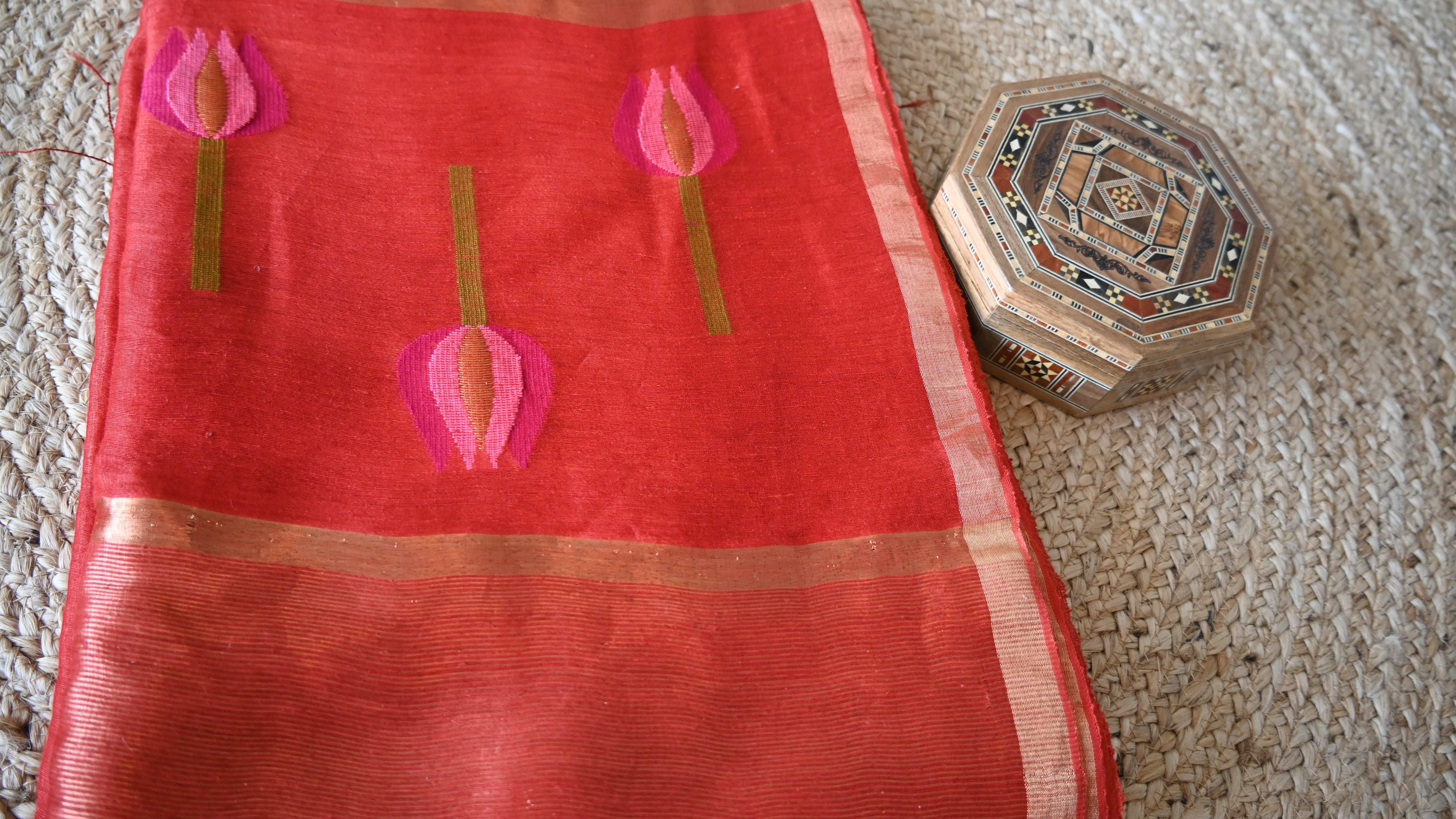 Pure Silk Linen Lotus Saree